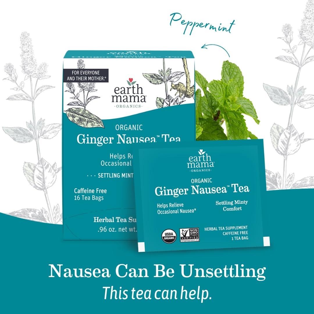 Earth Mama Earth Mama Organic Ginger Nausea Tea | Comforts Occasional Nausea + Morning Sickness, 16 Teabags Per Box (6-Pack)