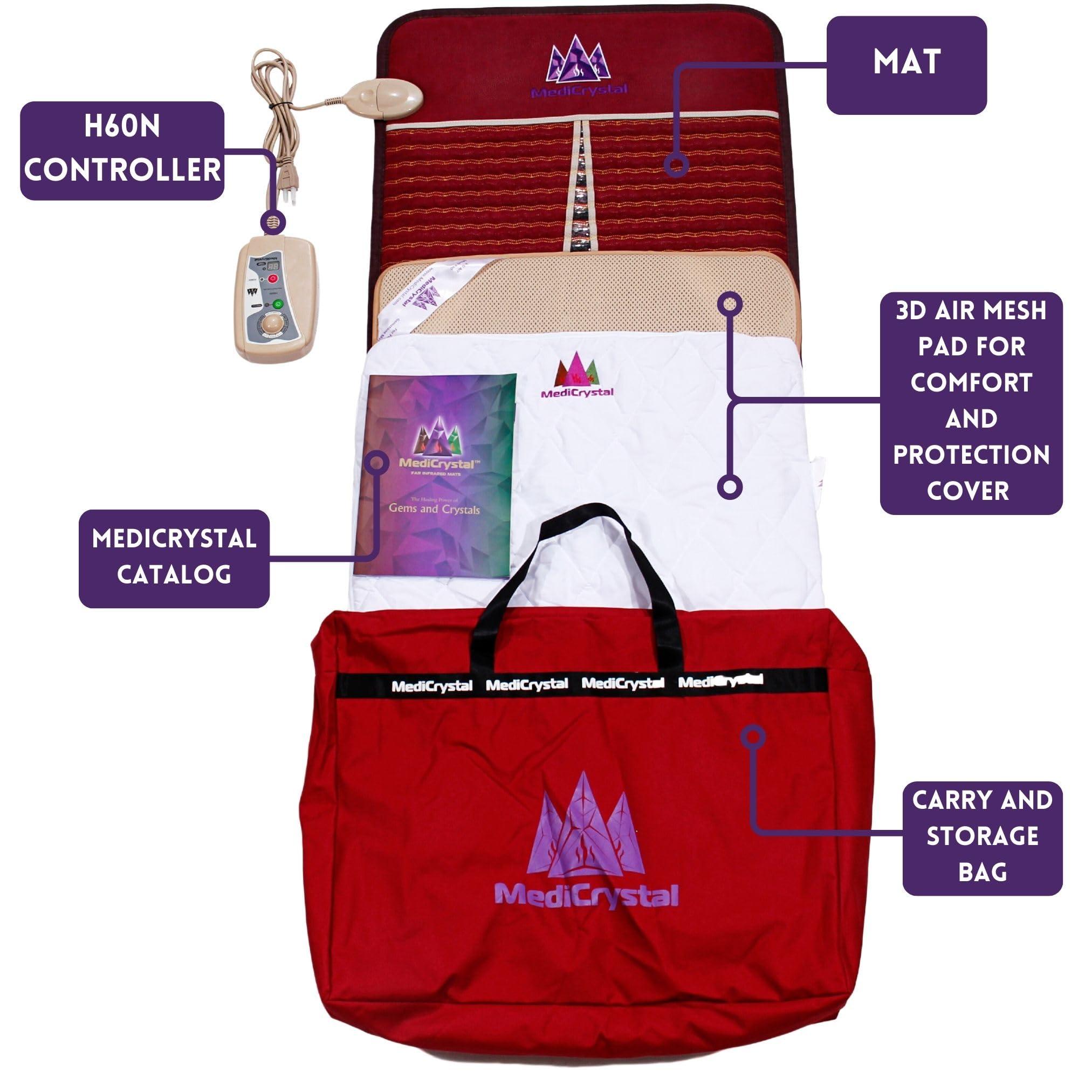 MediCrystal MediCrystal Far Infrared Heat Amethyst Tourmaline Mat - Professional 71"x32" - Warm & Heal Yourself with Natural Crystals - EMF-Free Adjustable Deep FIR Heating 86-158F - Original Manufacturer