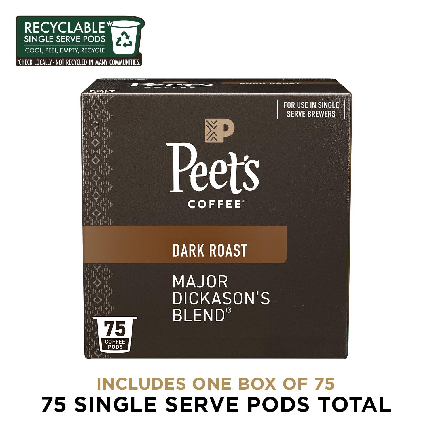 Peet's Coffee Peet\'s Coffee, Dark Roast Keurig K-Cup Pods - Major Dickason\'s Blend 75 Count (1 Box of 75 K-Cup Pods)