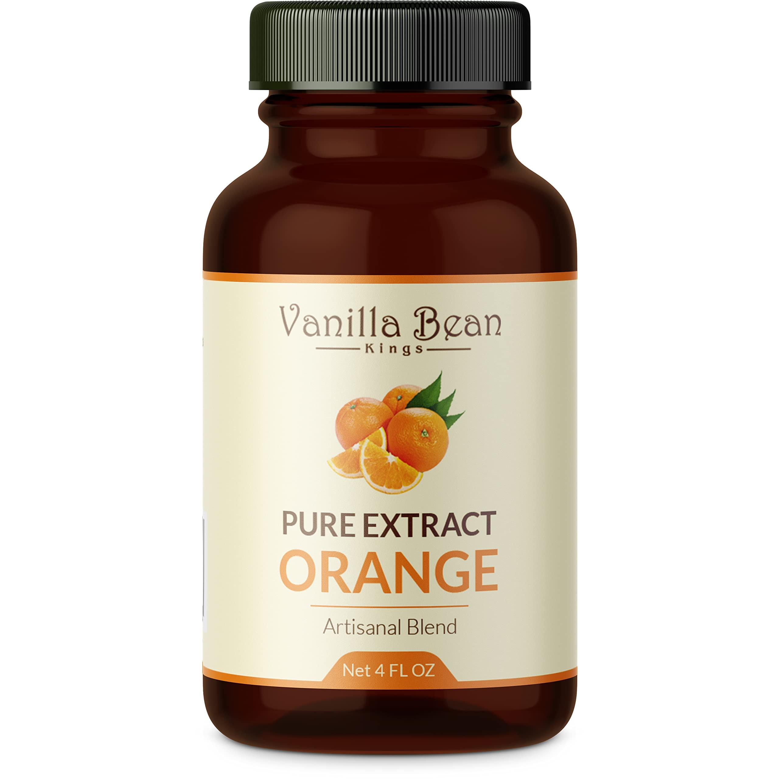 Vanilla Bean Kings Pure Orange Extract for Baking and Flavoring - 4 OZ - Premium Quality Natural Flavors for Baked Goods, Desserts, & Cooking