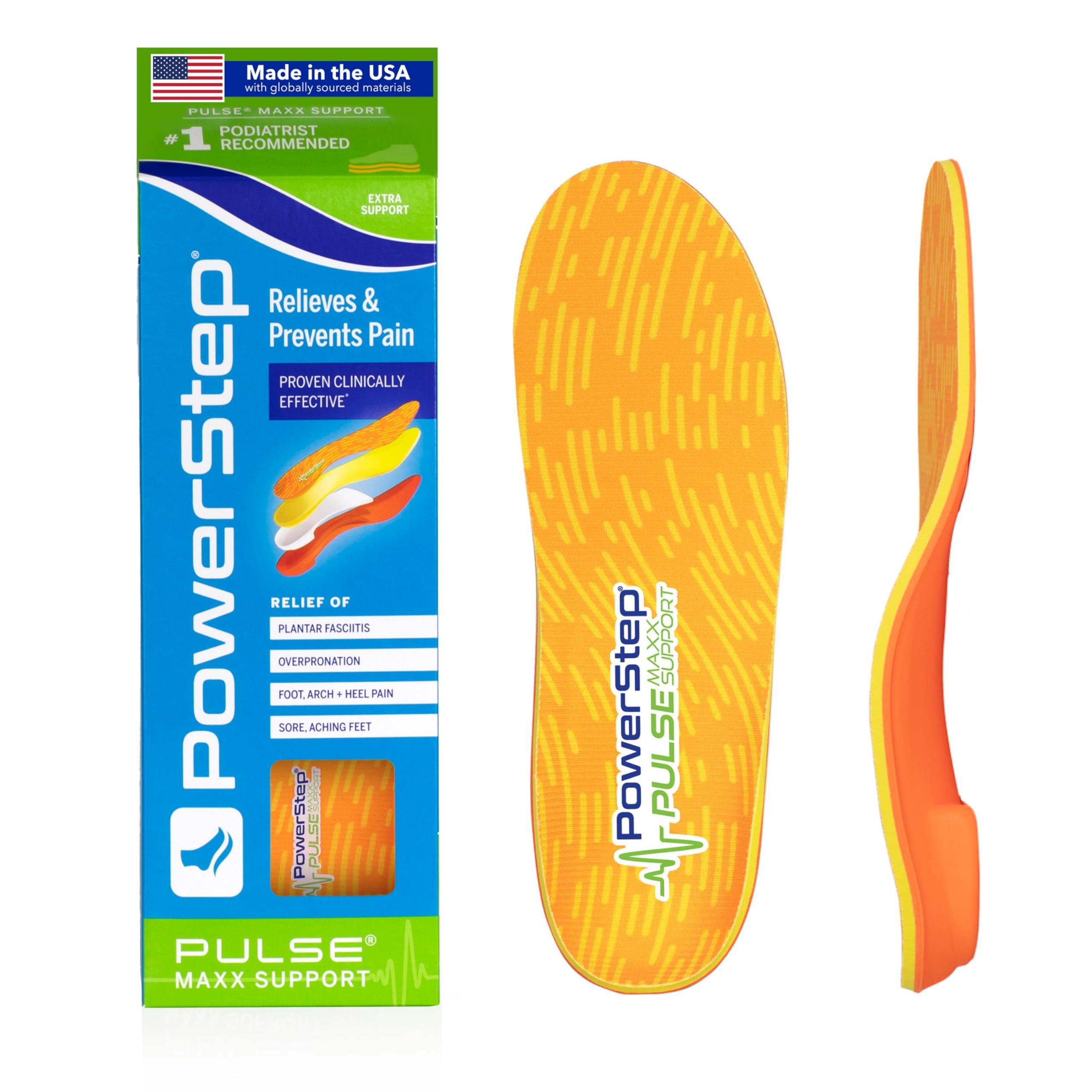 Powerstep Powerstep Pulse Maxx Running Insoles - Overpronation Corrective Orthotic Inserts for Running Shoes - Maximum Ankle, Foot Pain Relief & Arch Support Insoles (M 6-6.5, F 8-8.5)