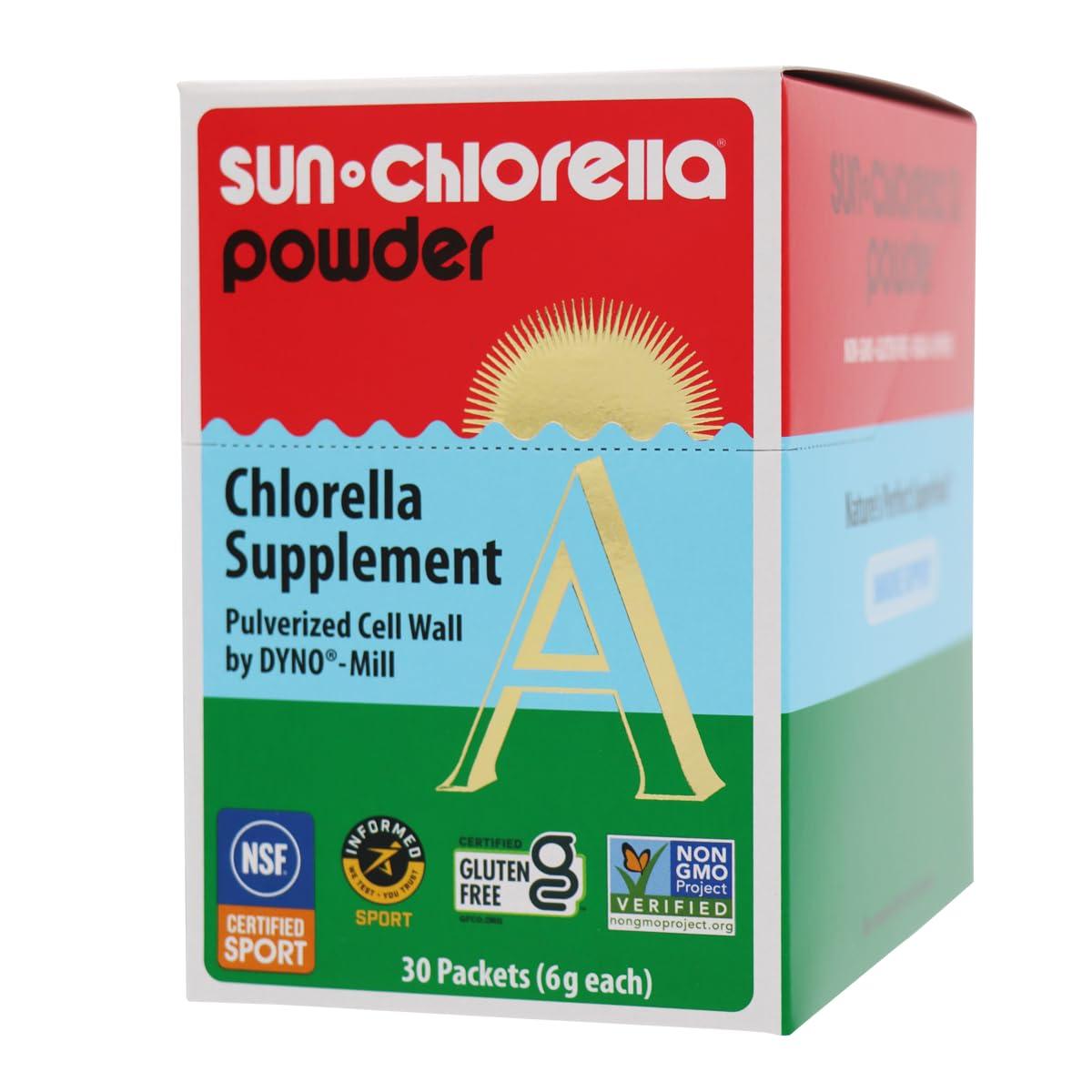 Sun Chlorella Sun Chlorella Powder Green Algae Superfood Supplement Supports Whole Body Wellness Immune Defense, Gut Health & Natural Energy Boost - Chlorophyll, B12, Protein, Non-GMO - 30 Packets