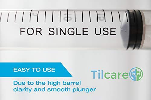 Tilcare 60ml Catheter Tip Syringe with Covers 50 Pack by Tilcare - Sterile Plastic Medicine Food Droppers for Children, Pets or Adults – Latex-Free Oral Medication Dispenser - Large Feeding Tube Syringes