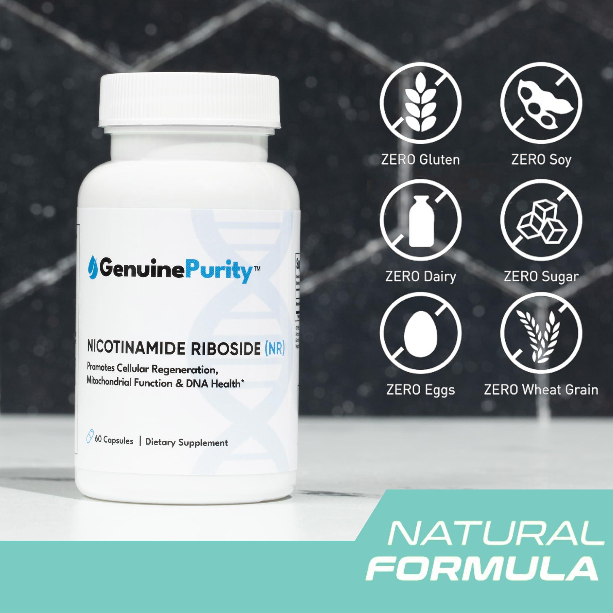 GenuinePurity GenuinePurity Liposomal NR 300mg Nicotinamide Riboside Supplement | Advanced NAD Boost for Cellular Energy and Mitochondrial Function | Gluten Free, Vegan, USA Made, Non-GMO | 60 Capsules