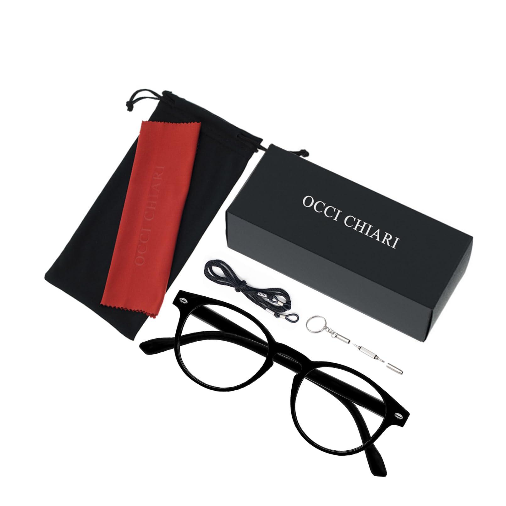 OCCI CHIARI OCCI CHIARI Stylish Round Reading glasses Men 4.0x Lightweight Comfort Readers for Small face(1.0 1.25 1.5 1.75 2.0 2.25 2.5 2.75 3.0 3.5 4.0 5.0 6.0)