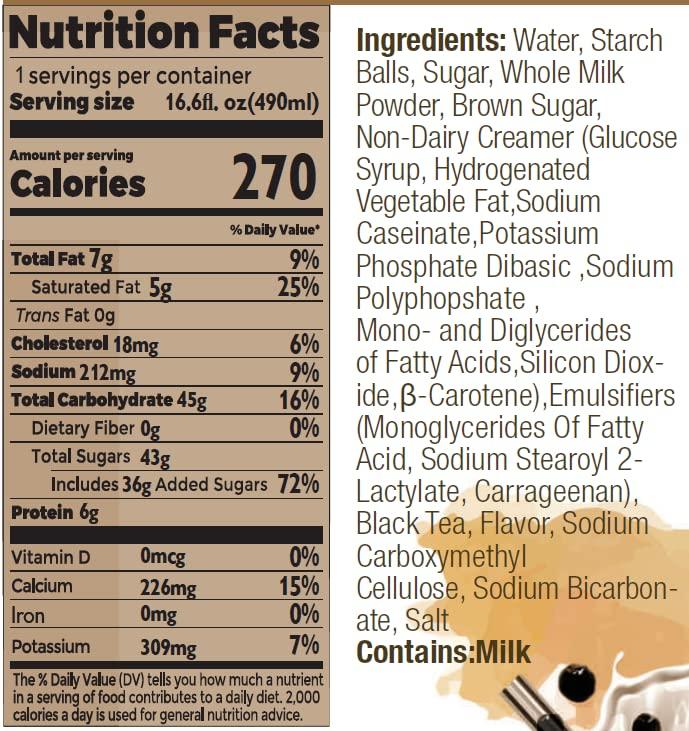 INOTEA (Pack of 12) INOTEA Bubble Tea Brown Sugar Flavor. Ready to Drink in a Can (16.6oz/can). Black Milk Tea with Boba. (Brown Sugar)