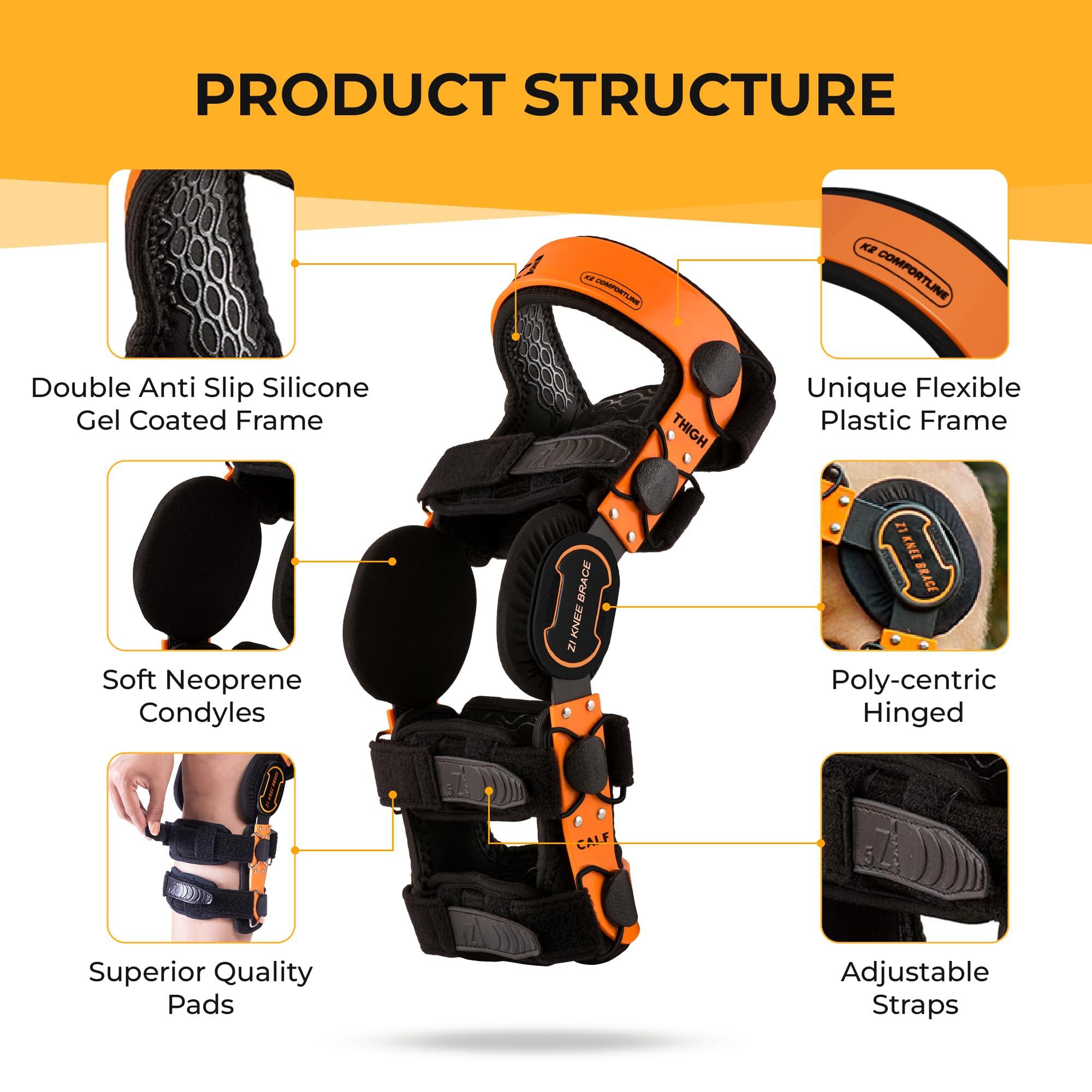 Z ONE Z1 K2 Knee Brace Ideal for Prevention PCL ACL MCL LCL/Meniscus Tear/OA/Arthritis/Osteoarthritis/Ligament Tear/Running/Sports Injury/Joint Pain/Offloader ~ Men ~ Women (S7)