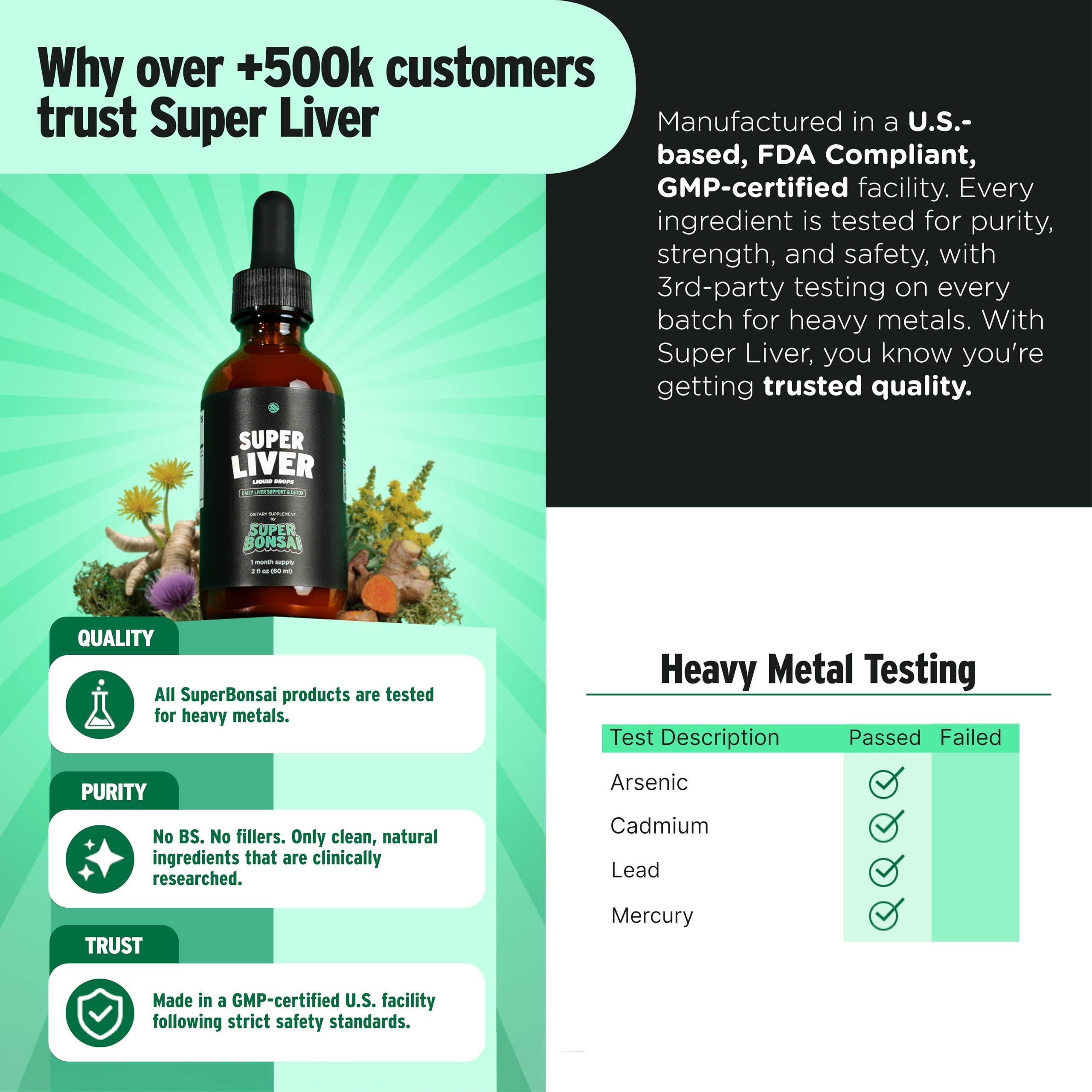 SUPERBONSAI SuperBonsai Super Liver Support with Milk Thistle - All Natural Liver Cleanse Detox & Repair Aid - Doctor-Formulated Liver Supplement - Liquid Herbal Supplements for Liver Health - 1 Month Supply