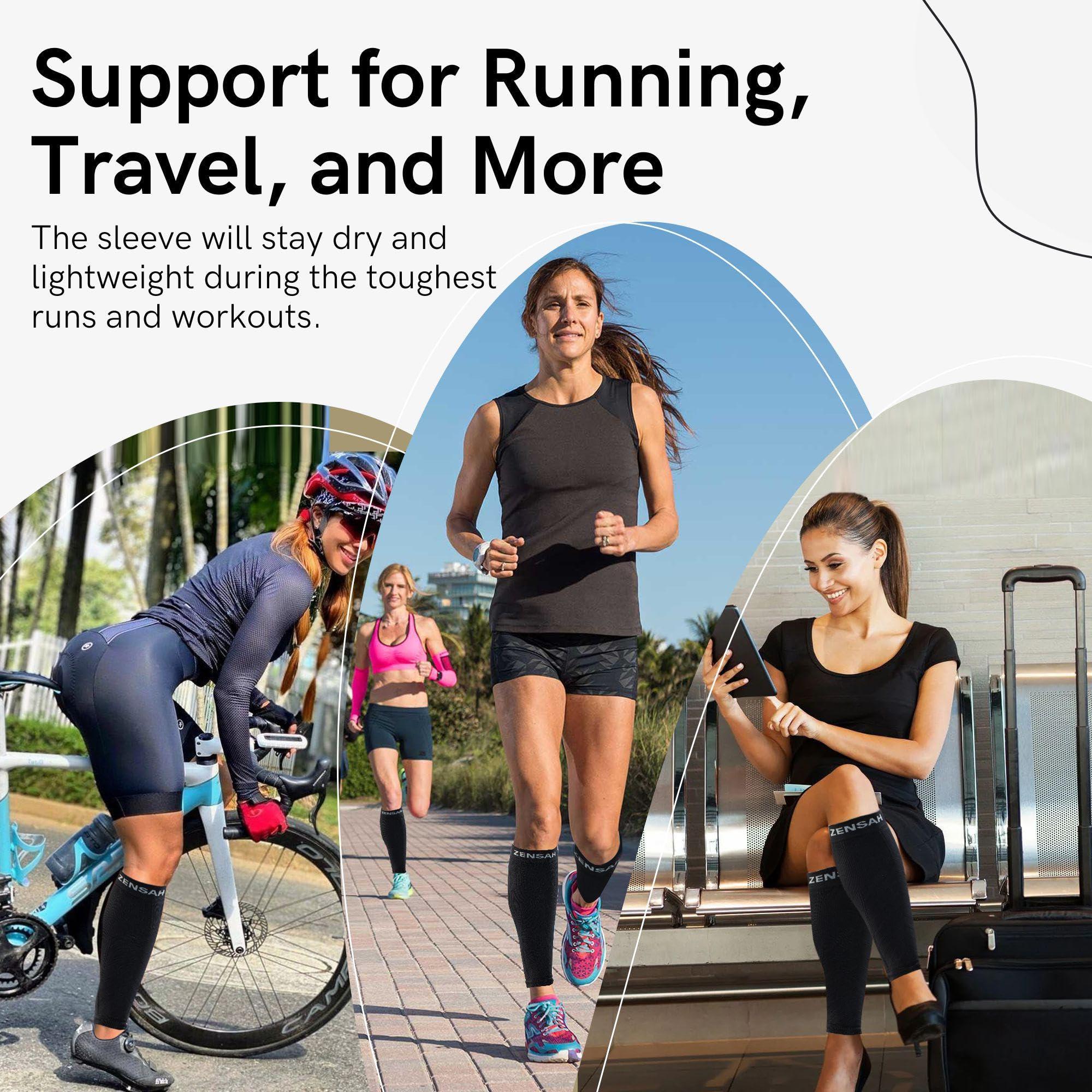 Zensah Zensah Running Leg Compression Sleeves - Shin Splint, Calf Compression Sleeve Men and Women (Liberty, Small/Medium)
