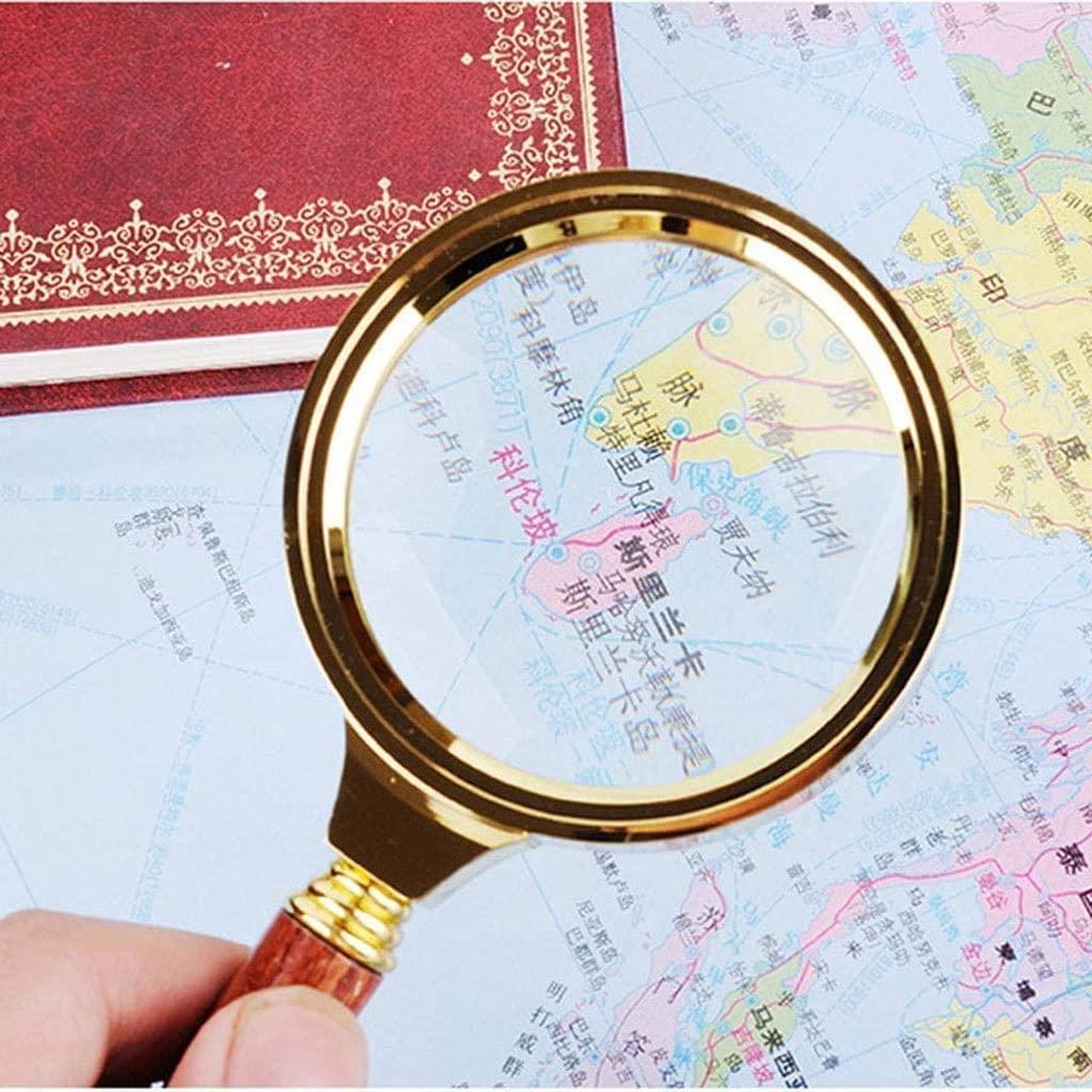 SXRUY Magnifying Glass Magnifier The Elderly Reading Big 10 Times Powerful Hand-held Children Reading 70/80mm Magnifier (Color : A, Size : 80Mm)