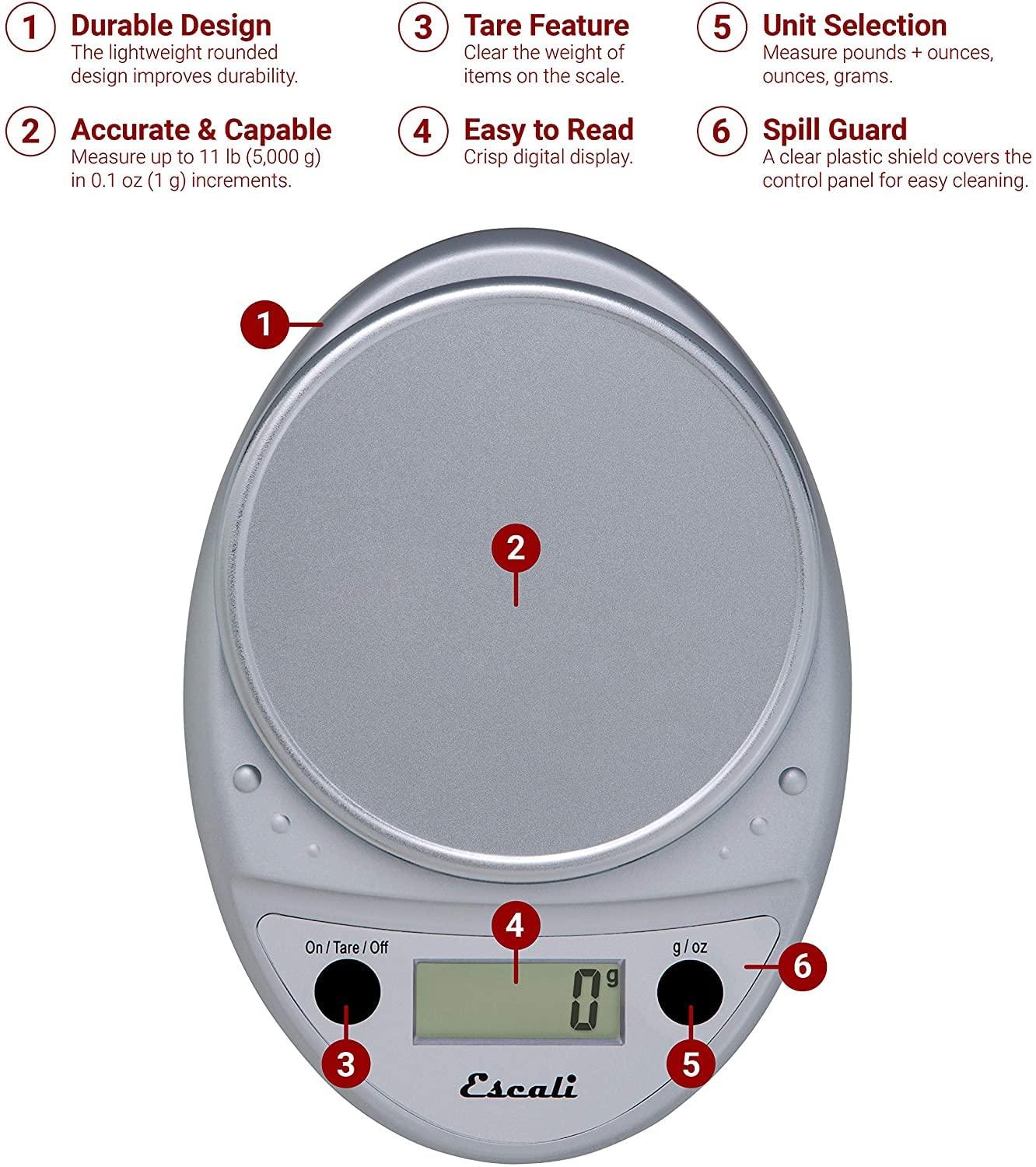 Escali Escali Primo Kitchen and Bathroom Bundle - P115C Digital Kitchen Scale, Chrome, 11 Pound Capacity, and B180SB Slim Glass Bathroom Scale, Black, 400 Pound Capacity, Digital Display