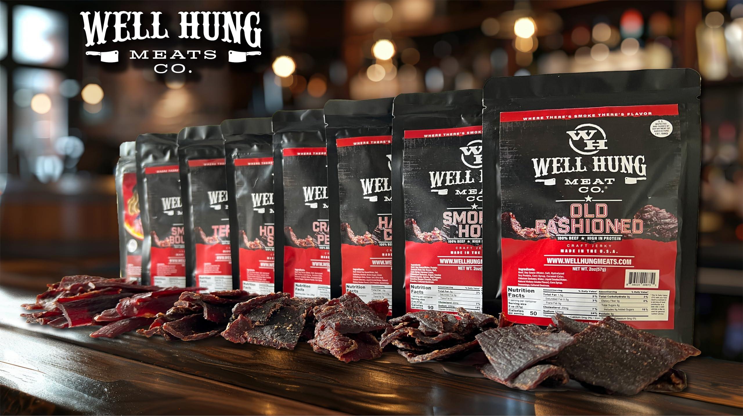 Well Hung Well Hung Meats 8-Pack Sampler Craft Beef Jerky 8x2oz Resealable Bags