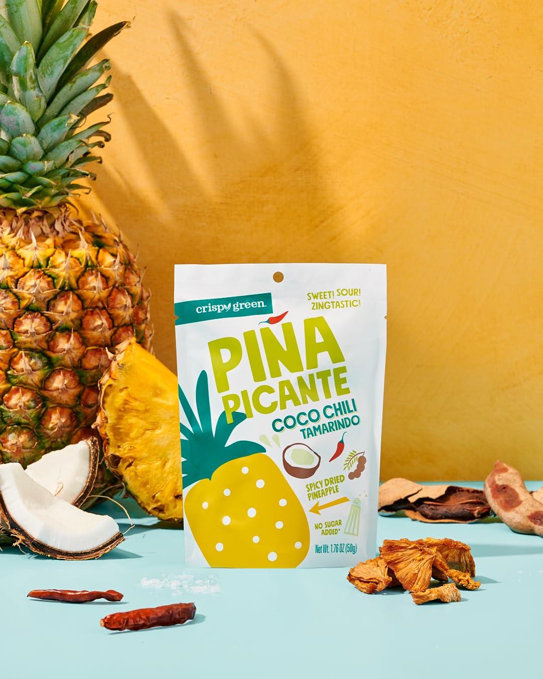 Crispy Green Crispy Green Pia Picante, Coco Chili Tamarindo Dried Pineapple, Healthy Real Fruit Snacks, 1.76 Ounce, 12 Single Serve Bags