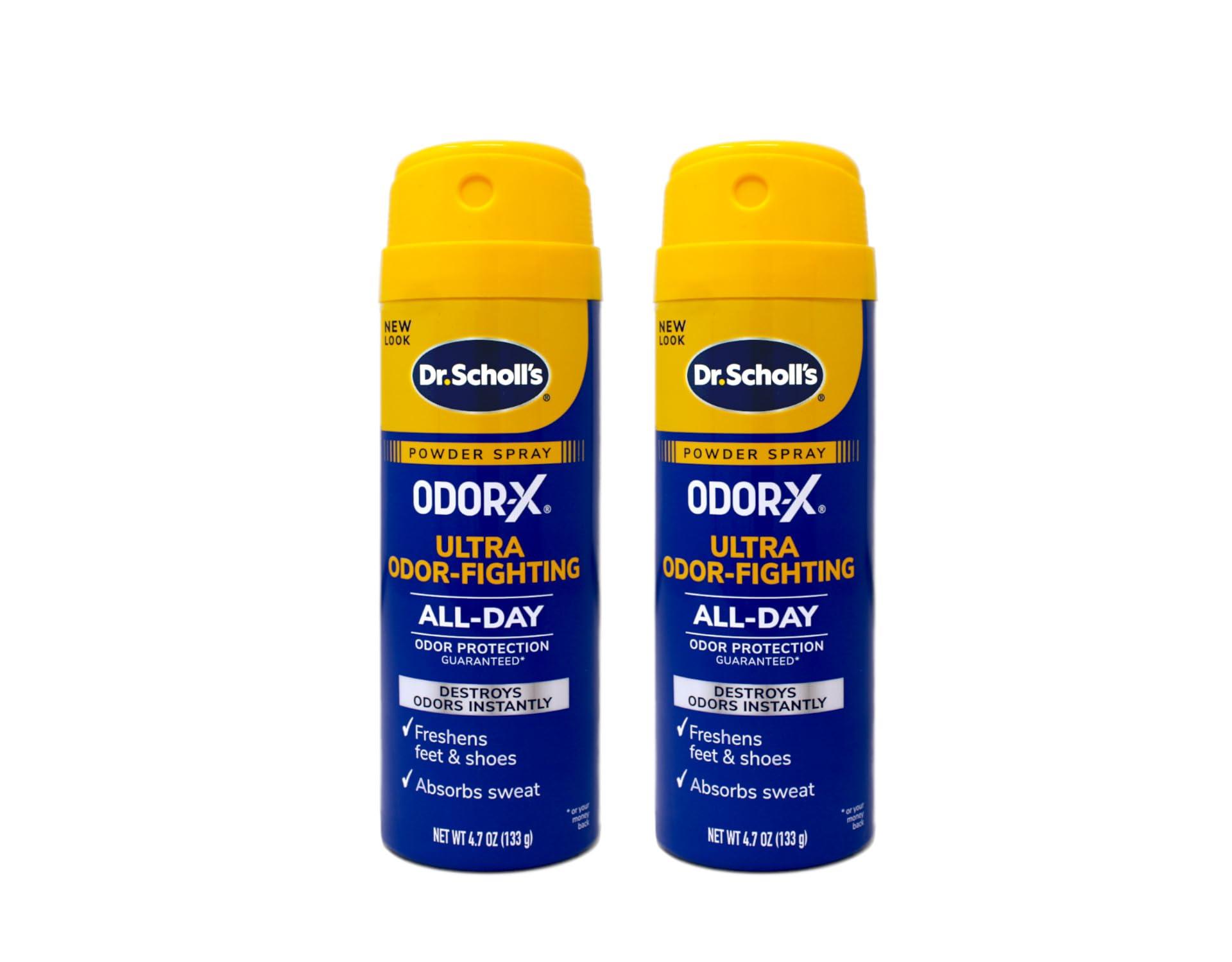 Dr. Scholl\'s Dr. Scholl\'s ODOR-X ULTRA ODOR-FIGHTING SPRAY POWDER, 4.7 oz // Destroys Odors Instantly - All-Day Odor Protection - Freshens Feet & Shoes (Pack of 2)