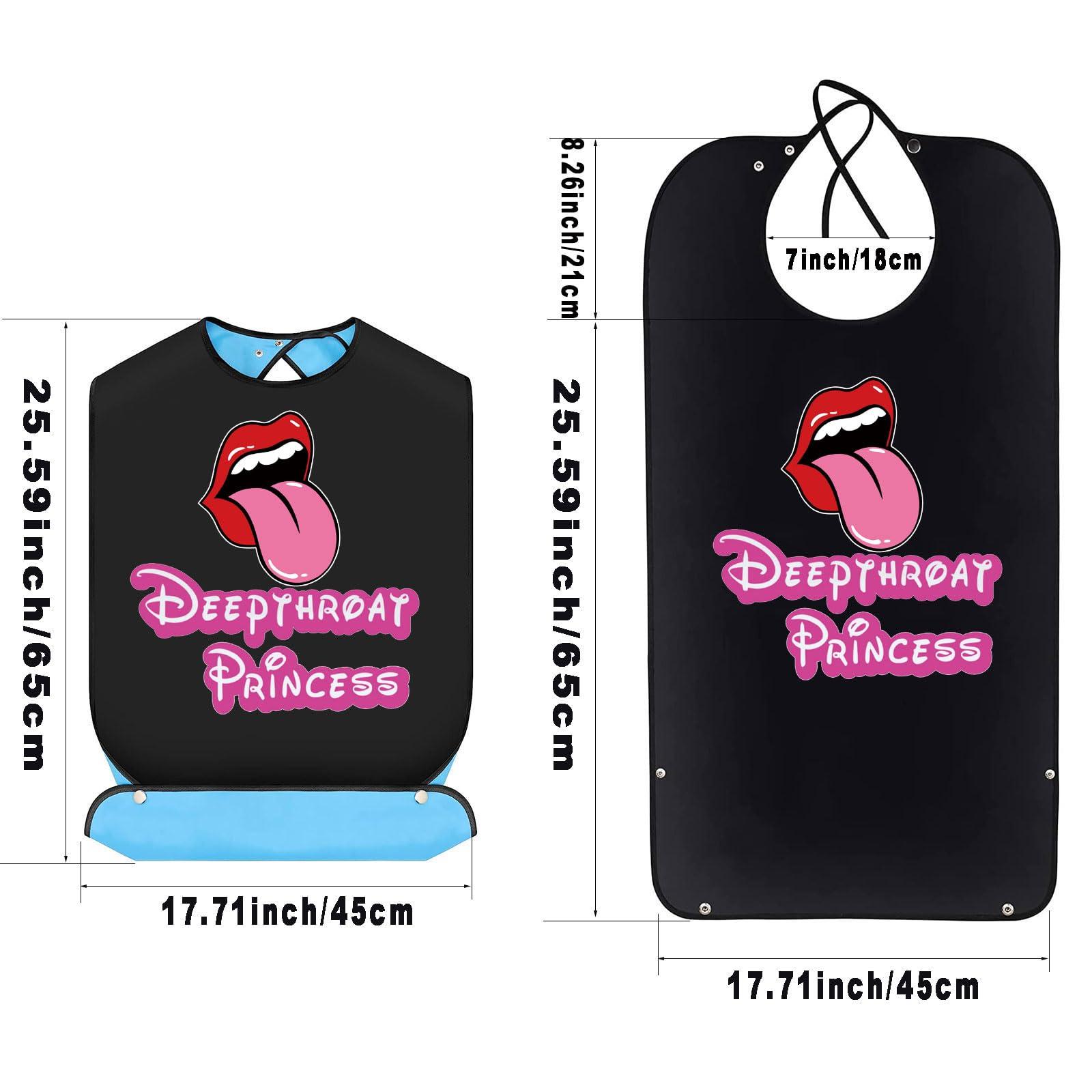 BWWKTOP BWWKTOP Deepthroat Princess Adult Bibs With Crumb Catcher Gag Pranks Bib Gift Blow Job Bib Adjustable Dining Eating Clothing Protectors For Adults Men Women (Deepthroat)