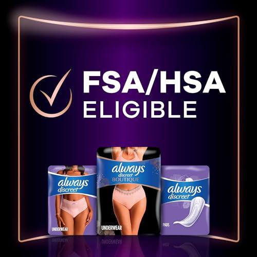 Always Discreet Always Discreet Boutique Incontinence and Postpartum Underwear for Women, Maximum Protection, S/M, Rosy, 48 Count
