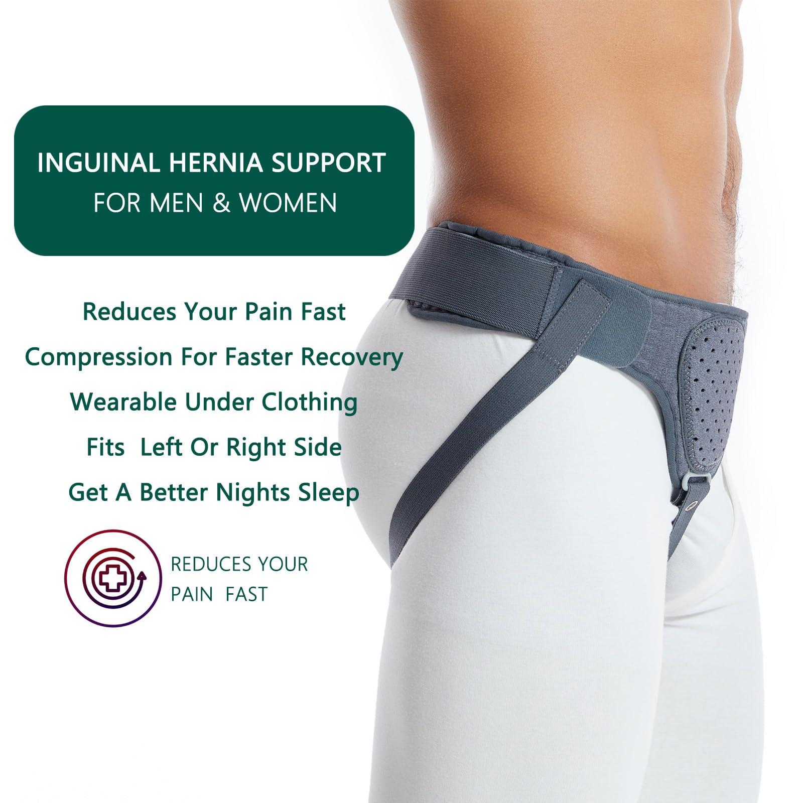 HEERTEEAJ Hernia Belt Truss for Men and Women Left or Right Side Supportive Groin Pain with Removable Compression Pads for Pre or Post-Surgical Scrotal, Femoral, Comfortable Adjustable Waist Strap Guard