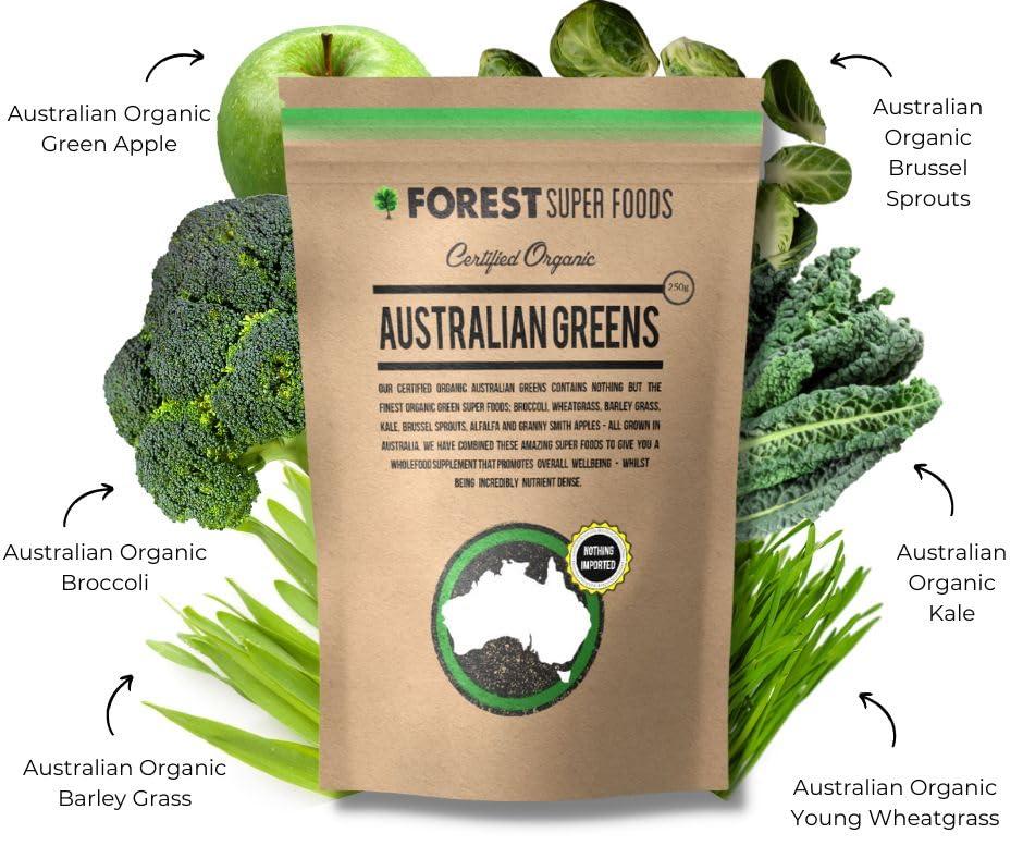Forest Super Foods Certified Organic Australian Greens Whole Food Blend | 7 Incredible Whole Foods | No fillers or additives