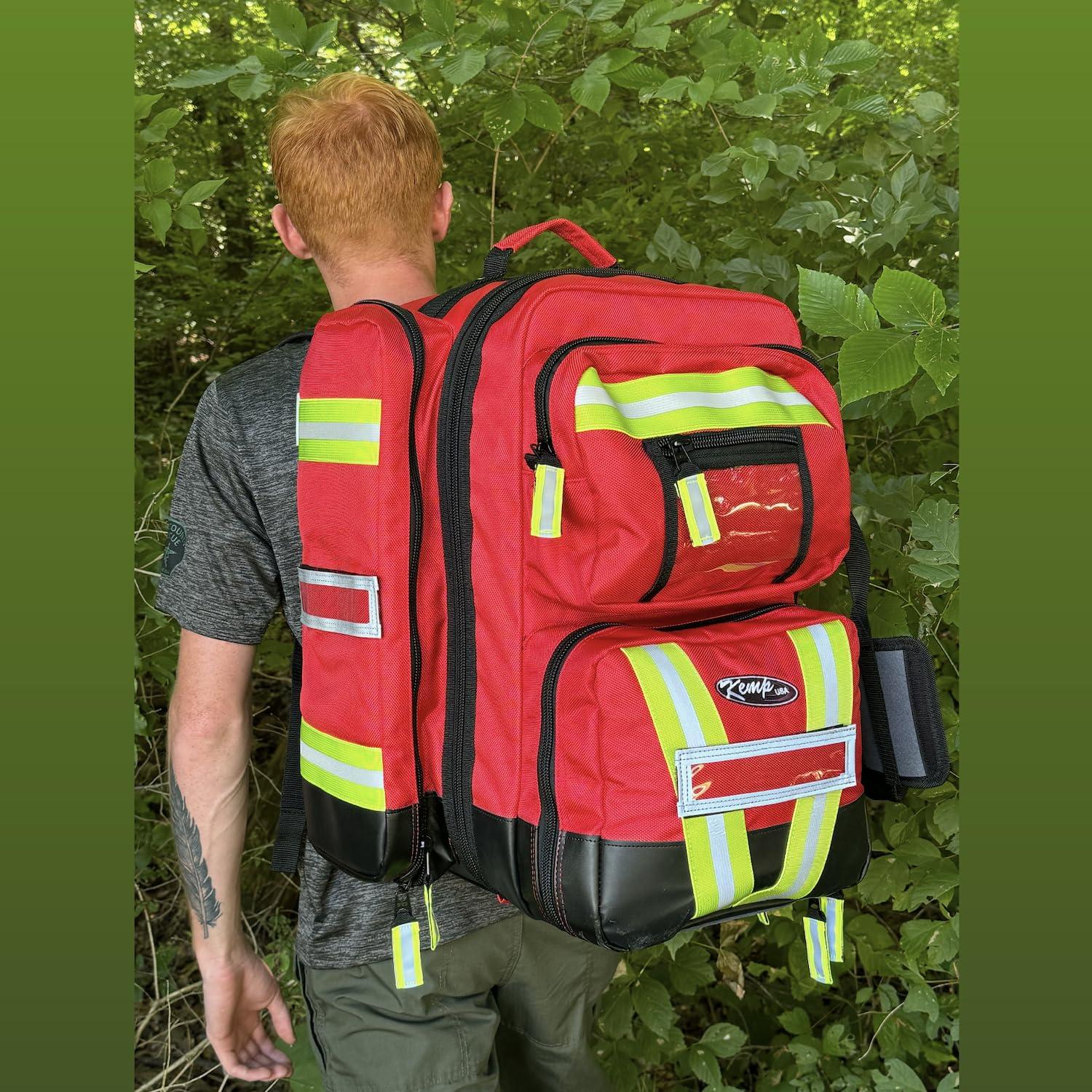 Kemp USA Kemp USA Ultimate EMS Backpack - EMT Bag | Emergency Backpack with a strap for D Oxygen Cylinder | Medical Backpack for Search and Rescue Tools | Large Medic Bag for EMT Kit | 8 Lbs.