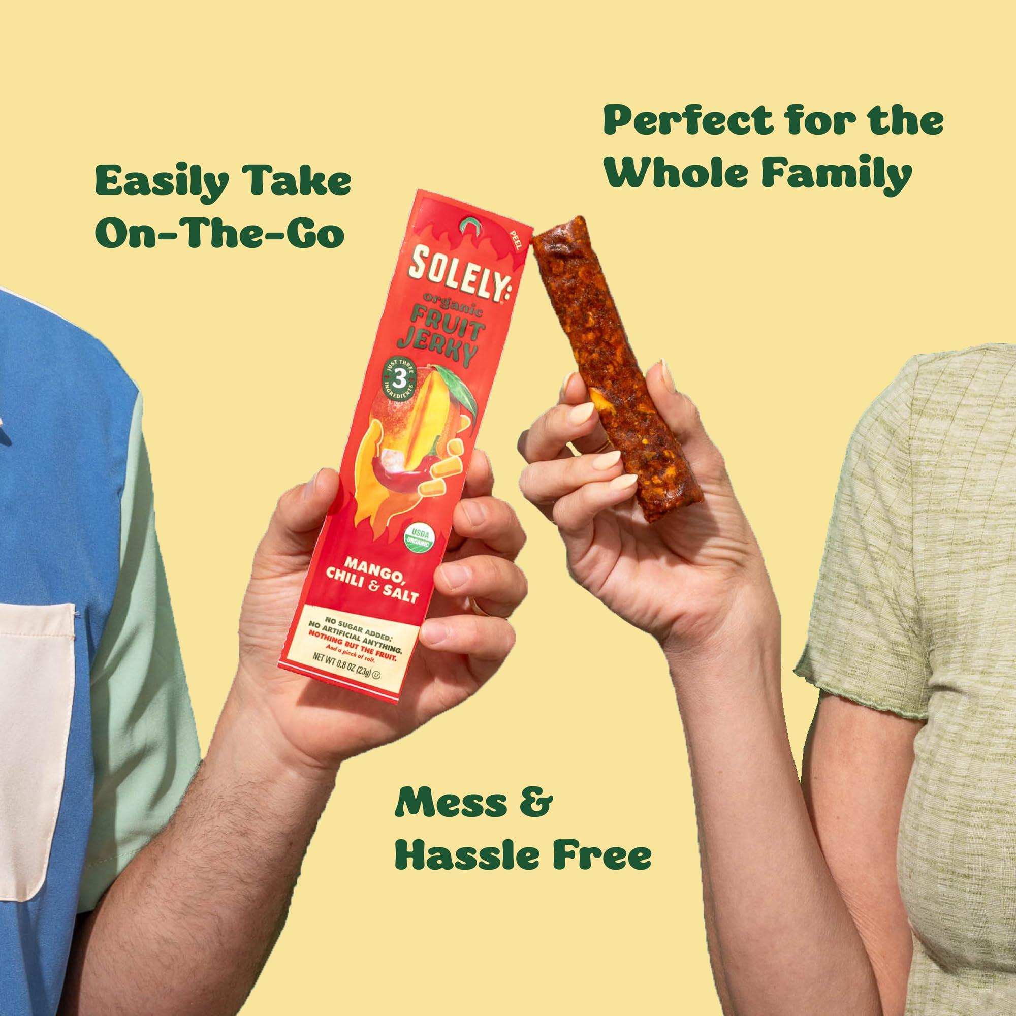 SOLELY SOLELY - Organic Mango Blueberry Fruit Jerky - 12 Individually Wrapped Fruit Strips - Fruit Leather Made from Dried Fruit - Healthy Snacks for Adults & Kids - Non GMO, Vegan Sacks - 0.8oz (23g)