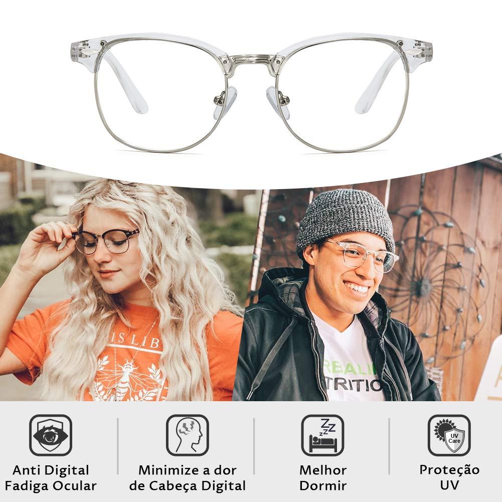 Cyxus Cyxus Blue Light Glasses Men Retro Semi Rimless Clear Blue Light Glasses for Computer Eye Strain Gaming Glasses Anti Harmful Blue Light for Men Women