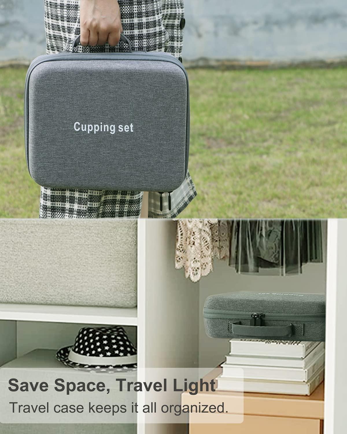 Anti Cellulite Cupping Set Massage Therapy Cups, 22 Vacuum Cups, Myofascial Releaser Professional Cupping Therapy Sets with Hand Pumps and Detailed Cupping Book, Suction Hijama Cupping Set with Portable Travel Case