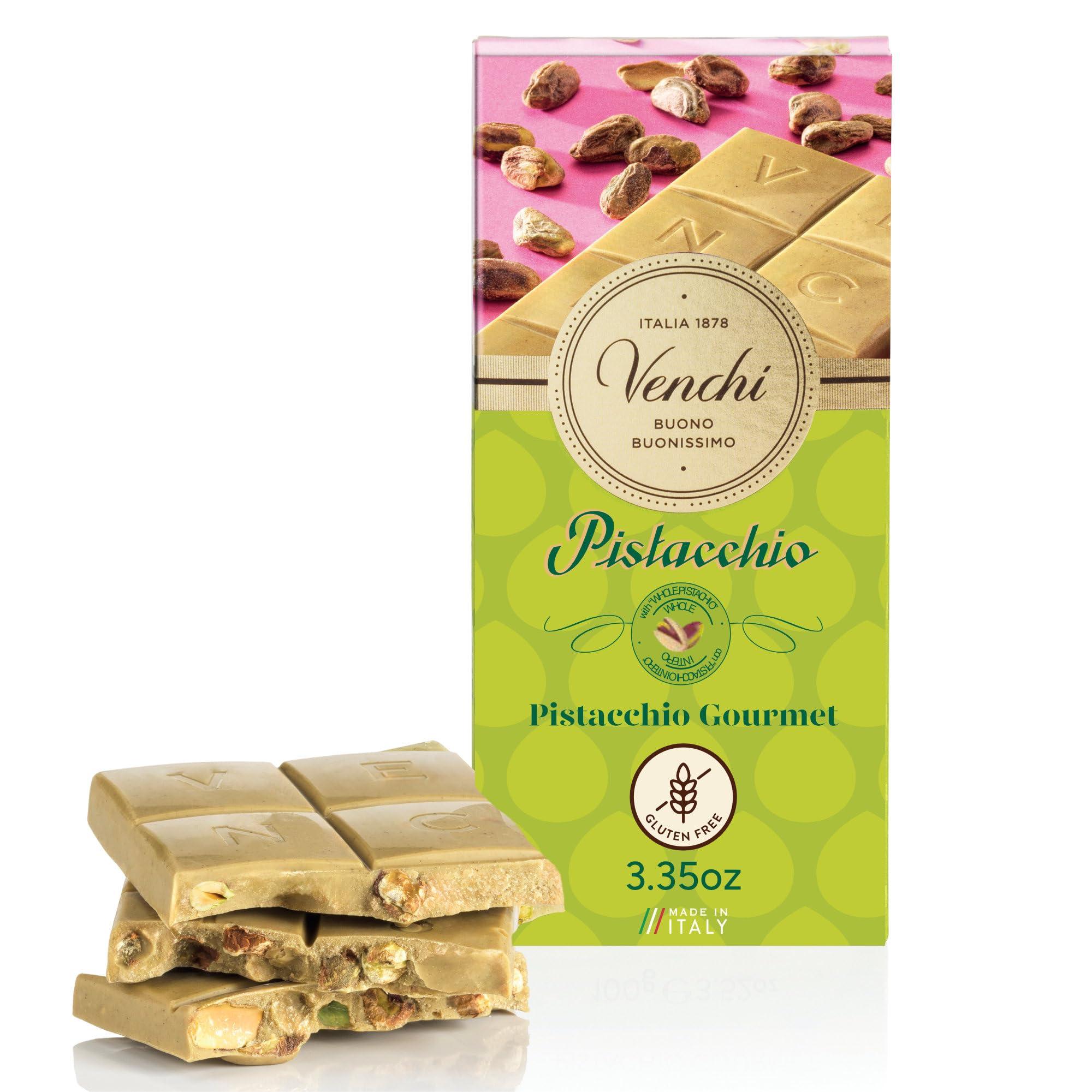 Venchi Venchi - Pistachio Gourmet Chocolate Bar - White Chocolate and Pistachio Paste Cream Bar, 3.53 oz - Gluten Free