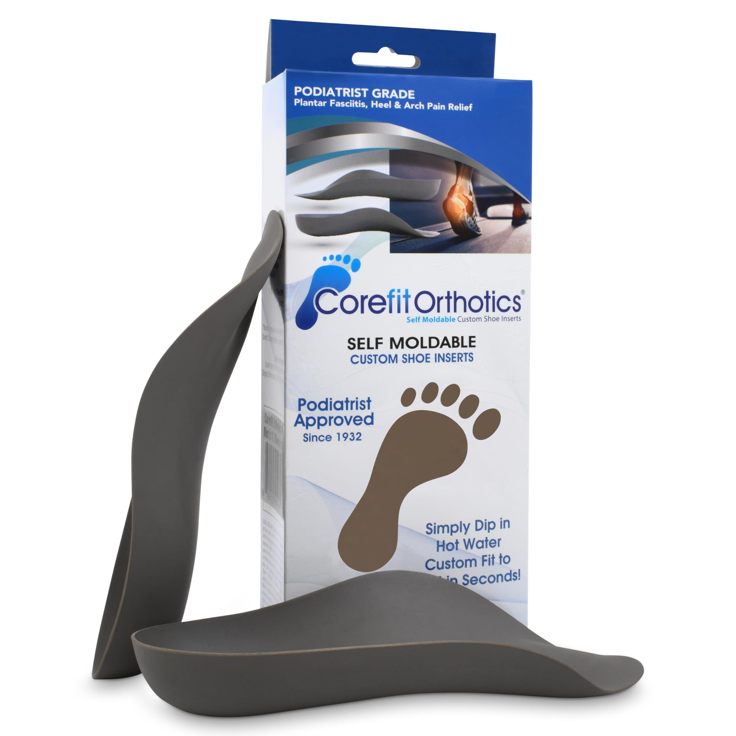 Corefit Orthotics Corefit Orthotics Medical Grade Custom Orthotics Plantar Fasciitis Pain Relief - Made in USA Since 1932 - Arch Supports Orthotic Inserts for High/Flat Arch (Gray, Womens 6 to 6 1/2)