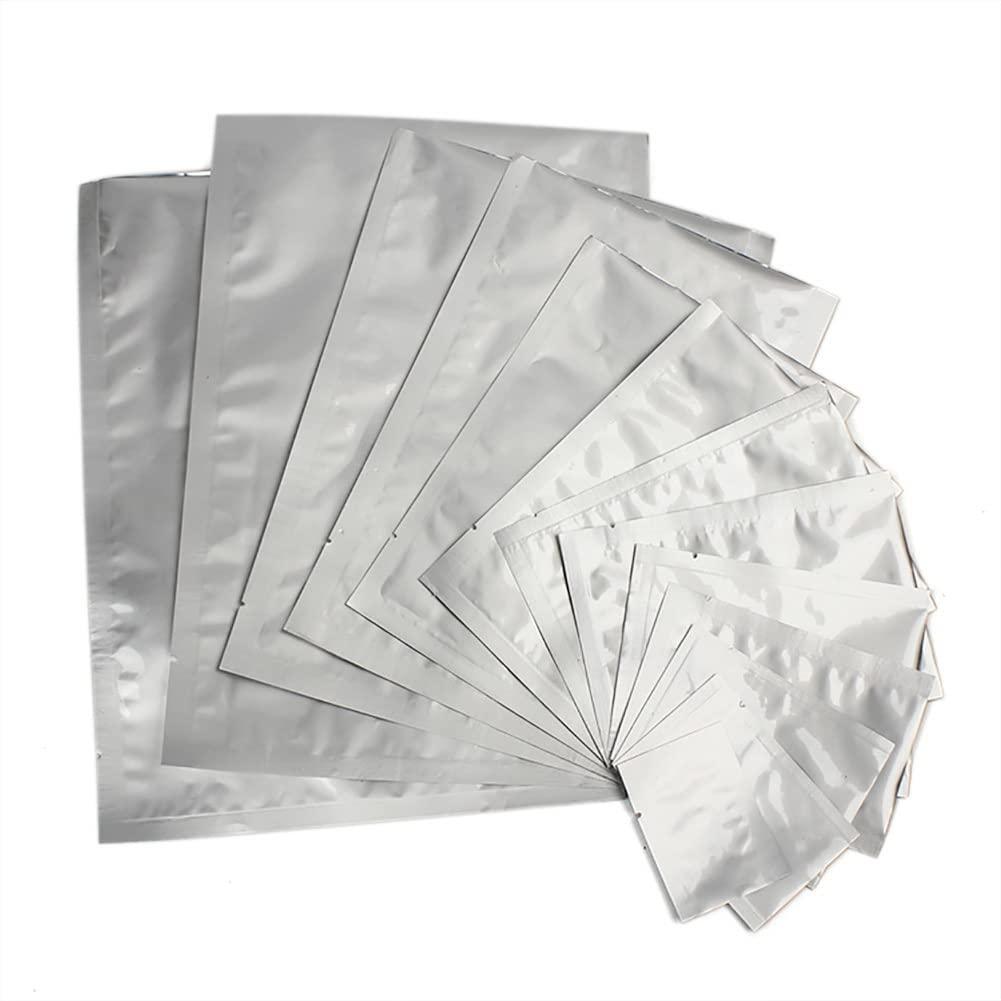 Muka Muka 100 PCS Silver Metallized Flat Pouch, Reusable Food Pouches Bag 0.125 OZ to 20 OZ-0.5oz