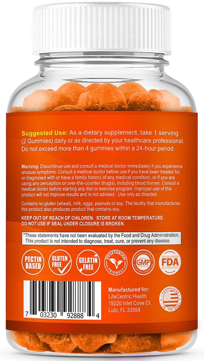 LifeCentric Health Turmeric Gummies for Adults and Kids | Max Strength Turmeric and Ginger Supplement | Vegan Organic Natural Turmeric Curcumin Gummies for Overall Health | Best Turmeric Supplement with Ginger
