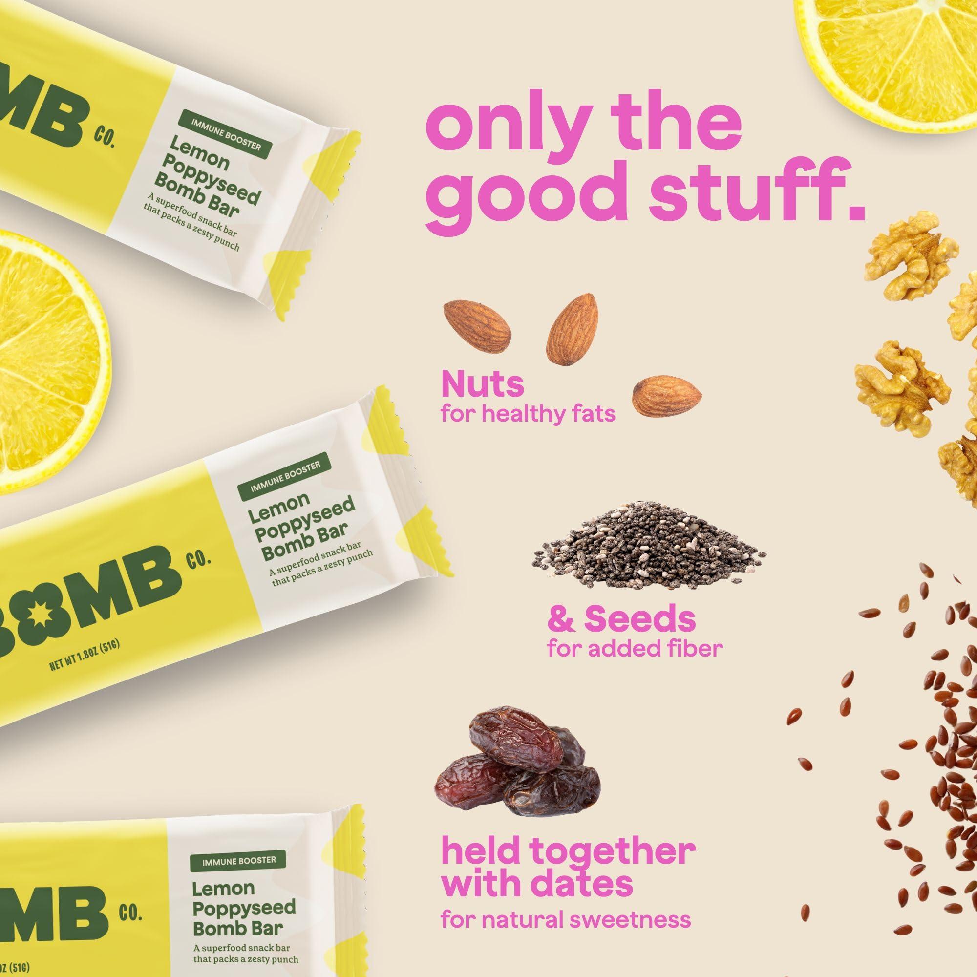 Blender Bombs The Bomb Co. Bomb Bars Variety Pack, Healthy Snacks, Plant Based Bars With Superfood & Super Seeds, On the Go Snack & Breakfast Bar, Energy Support, Gluten Free, Non GMO, Dairy Free, 9 Bars
