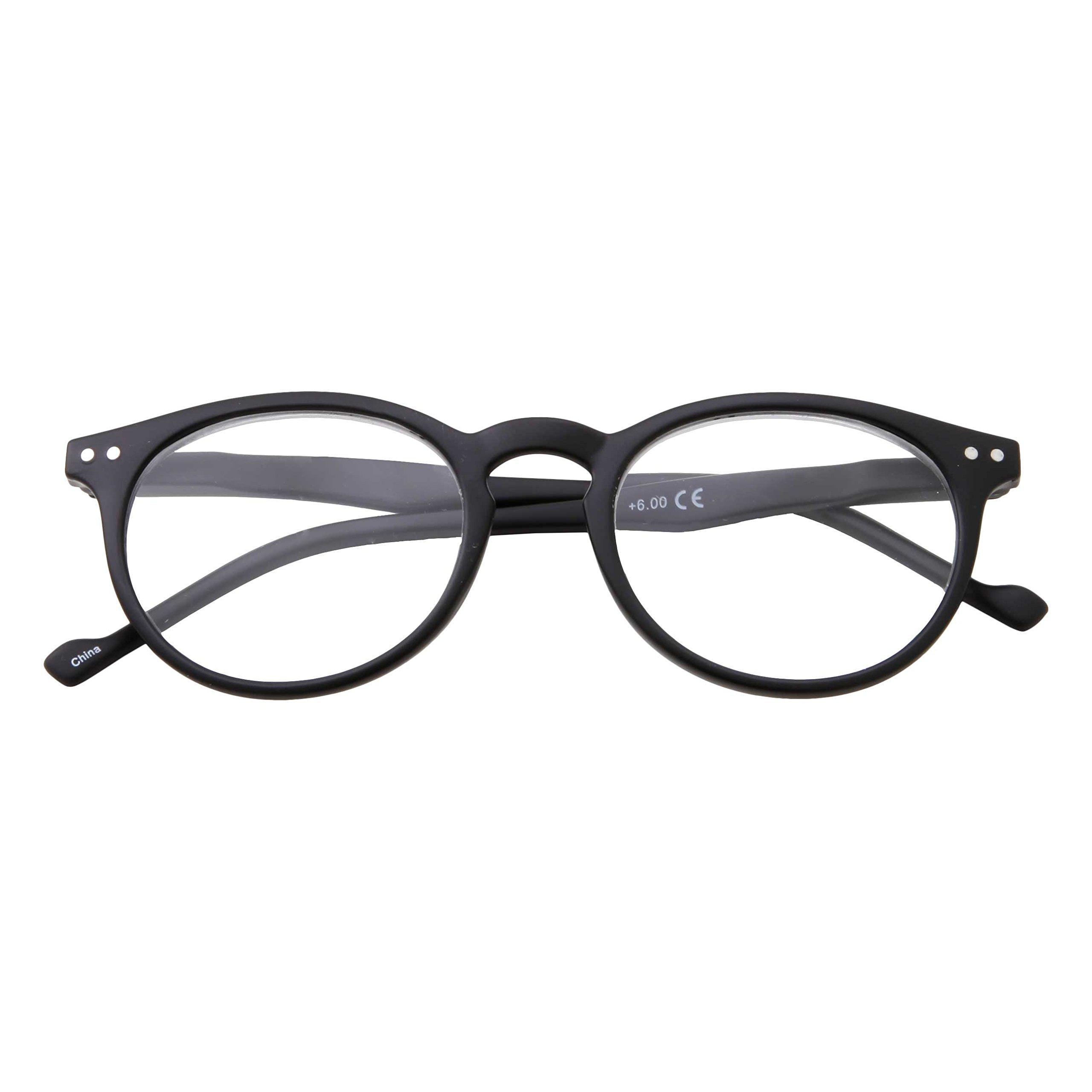 Wise Eyewear Wise Eyewear High Magnification Power Strong Reading Glasses Readers +4.00 to +6.00 (Black, 5.00)