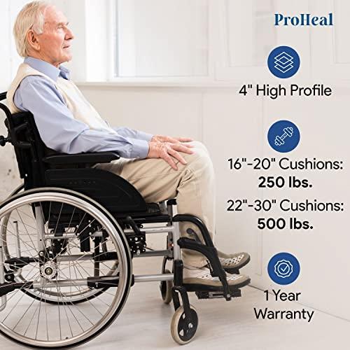 ProHeal Coccyx Foam Wheelchair Cushion 20" x 16" x 4" - Offers Lower Back Support - Relief for Pressure Sores and Pain - High Density, High Resilient Foam - 1 Year Warranty