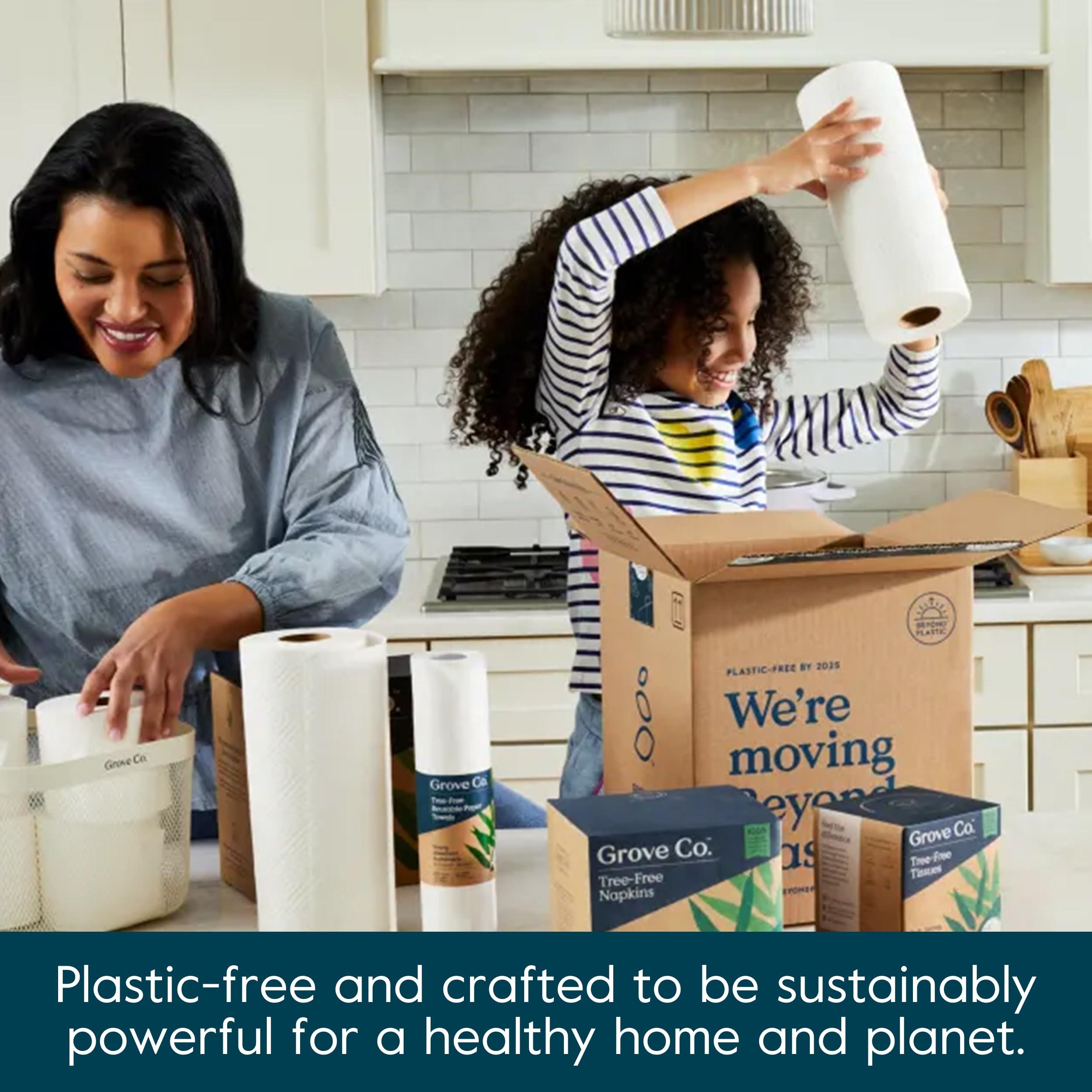 Grove Co. Grove Co. Bamboo Paper Towels, Tree Free & Sustainable Kitchen Paper Towels, Strong & Absorbent with Custom Select Sheets for Less Waste, Zero Plastic Waste. 140 x 2-ply Sheets per Roll, 6 Pack Rolls