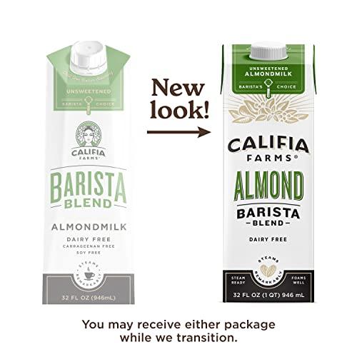 Califia Farms Califia Farms - Unsweetened Almond Barista Blend Almond Milk, 32 Oz (Pack Of 6), Shelf Stable, Dairy Free, Plant Based, Vegan, Gluten Free, Non GMO, Sugar Free, Milk Frother, Creamer