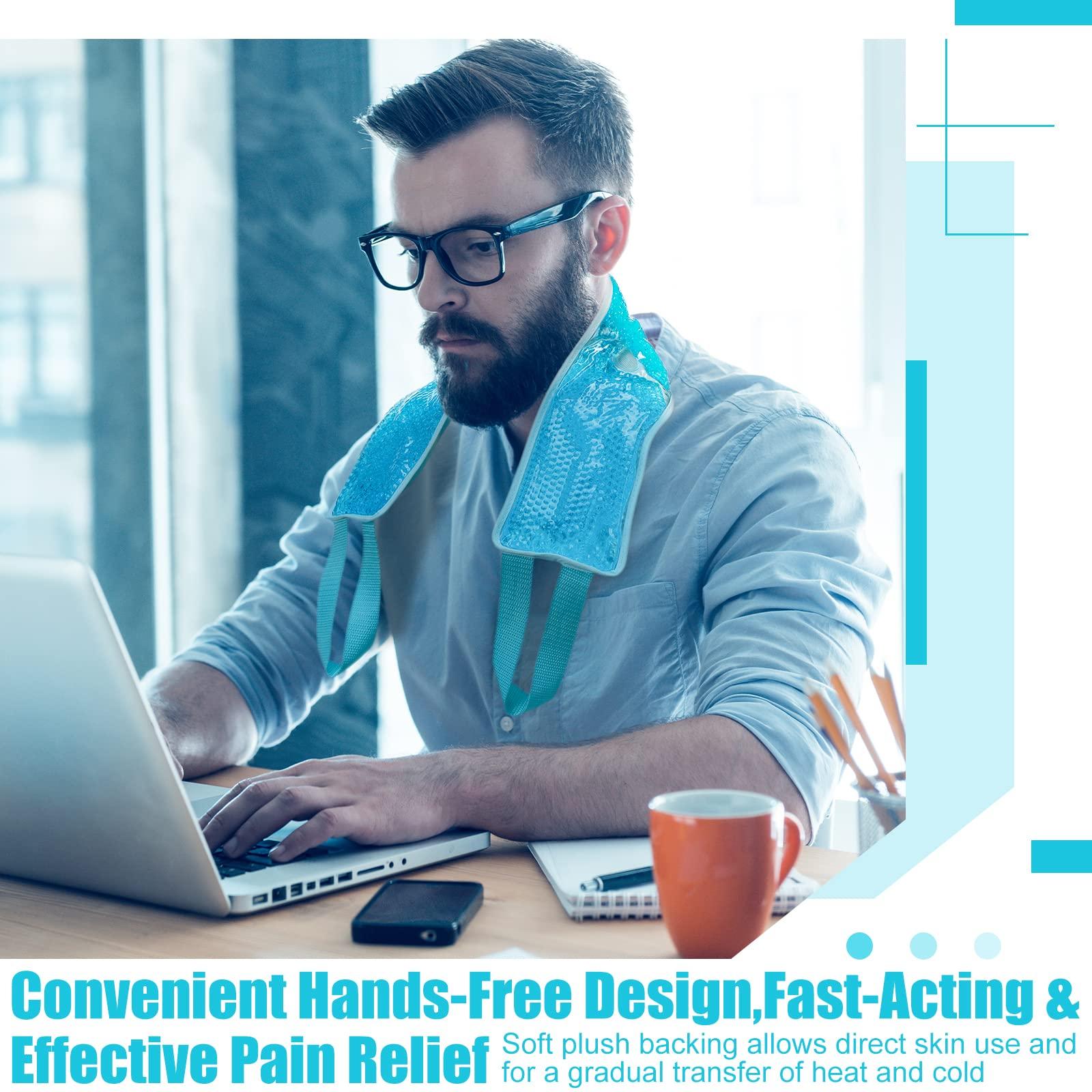 Hoolerry 2 Pack Cooling Neck Wraps Ice Packs Cold Compress and Hot Compress for Injuries Reusable Gel Neck Ice Pack Wrap Ice Pack for Neck Cold Packs for Sports Neck Effectively Relieve(Blue)