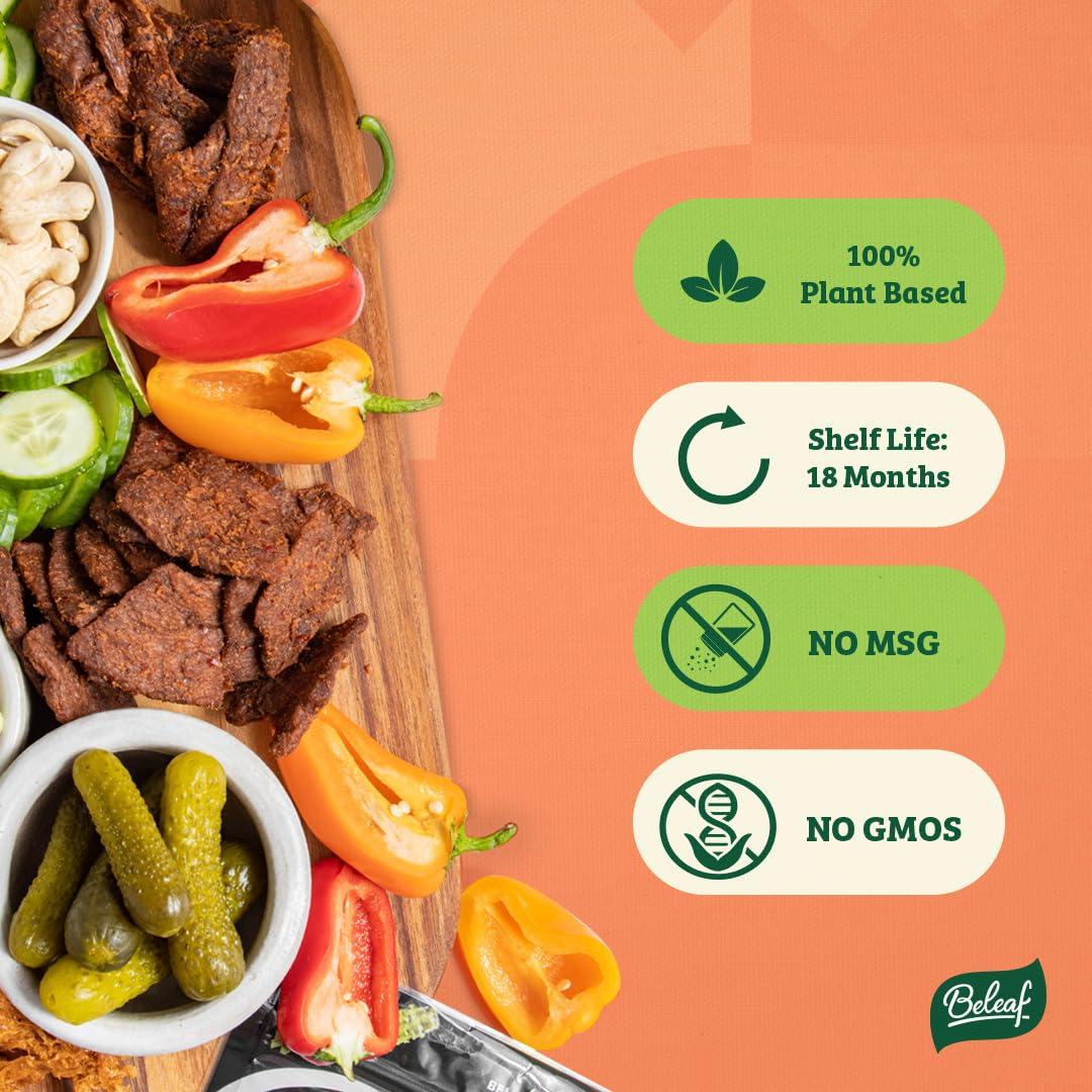 BE LEAF Beleaf Thai Hot & Sour Plant-Based Jerky: High-Protein Snack Healthy and Flavorful Vegan Jerky for On-the-Go Energy Tasty Meatless, Vegetarian Meat Alternative (1 Pack)