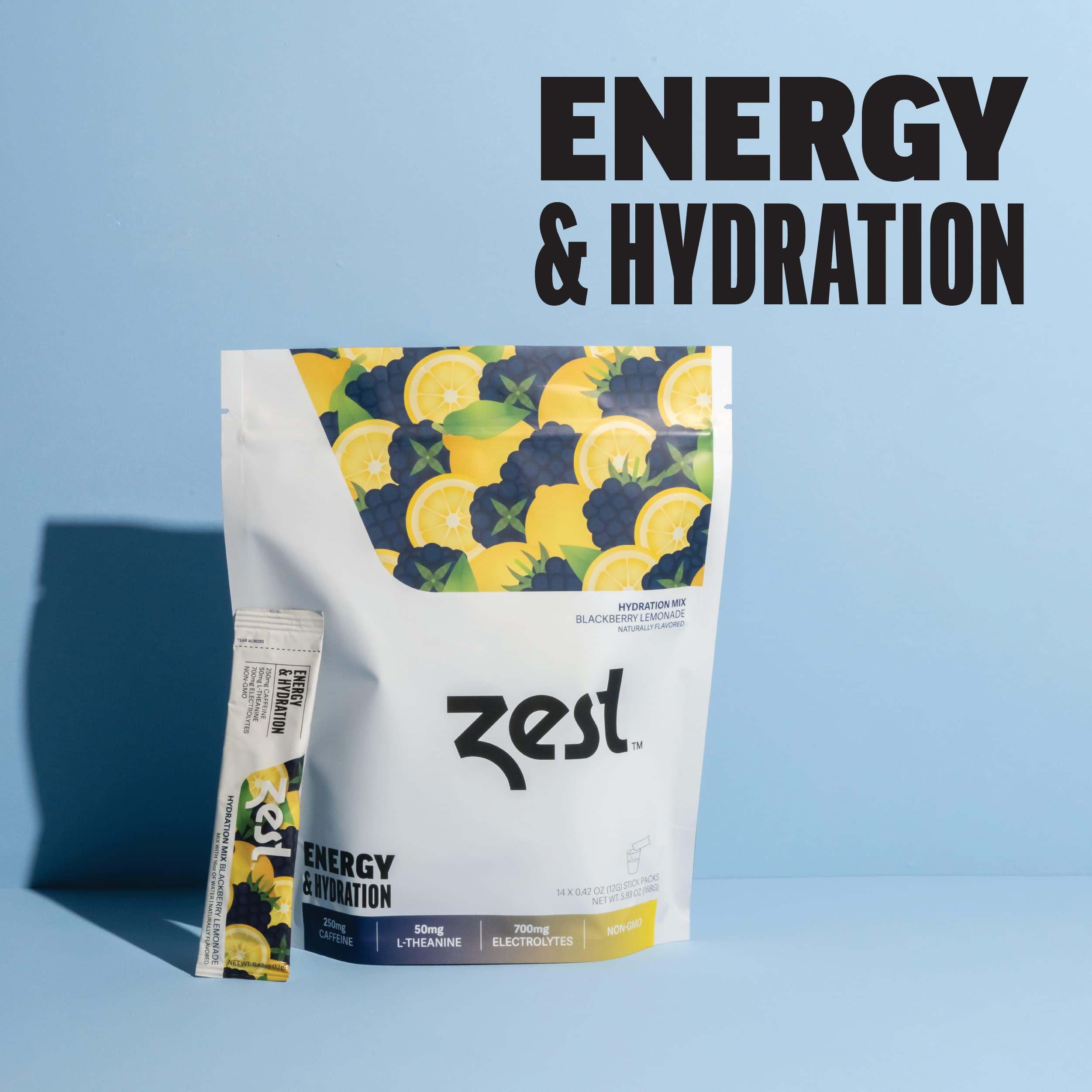 ZEST TEA Zest Electrolyte Hydration Powder - Mix w/Water - 14 Packets - Low Sugar Liquid Enhancer (1 Pack (14 Powder Sticks), BlackBerry Lemonade (Energy & Hydration))