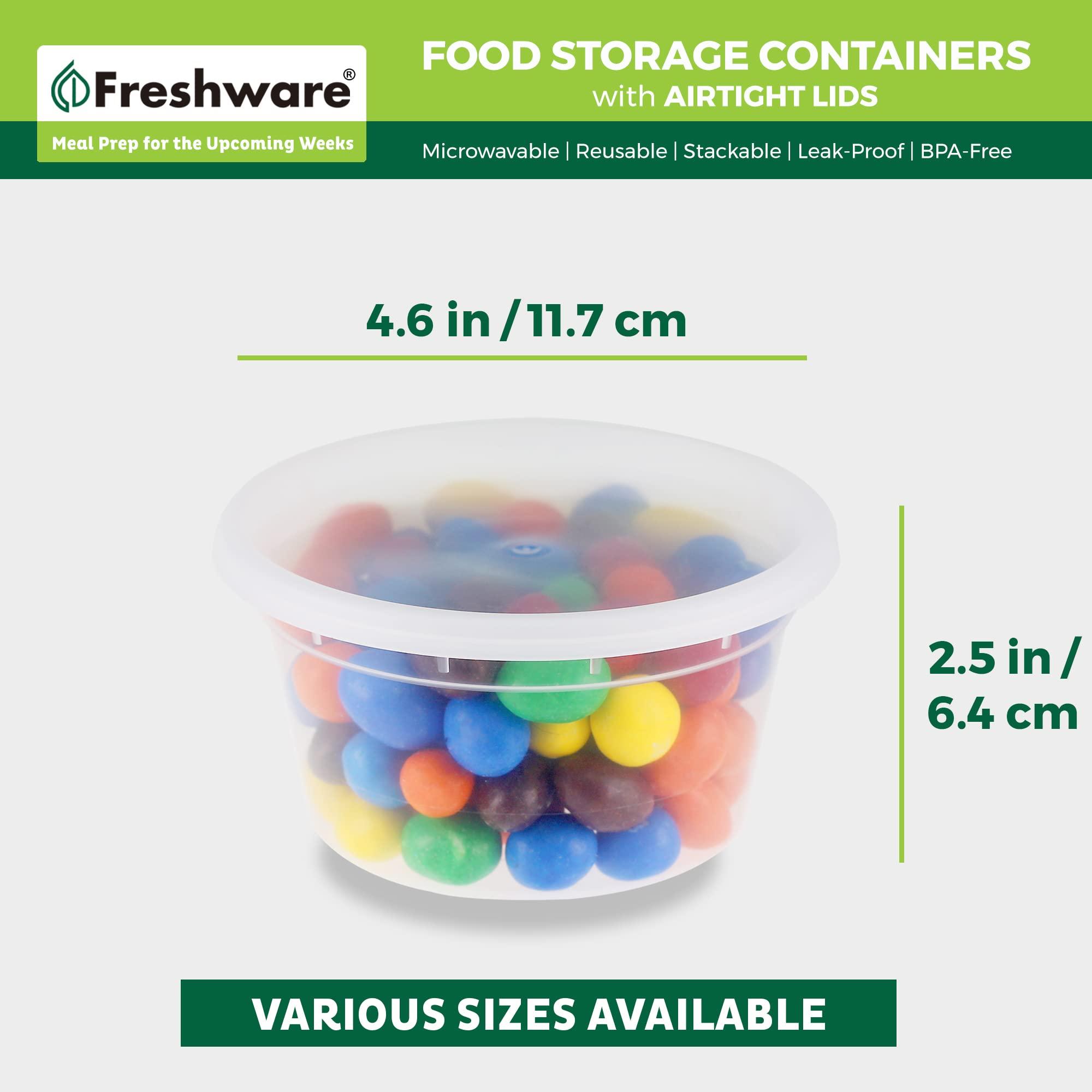 Freshware Freshware 50-Set Food Storage Containers Bundle with 12 oz & 8 oz BPA-Free Deli Containers and Lids | Leakproof | Microwave & Dishwasher Safe