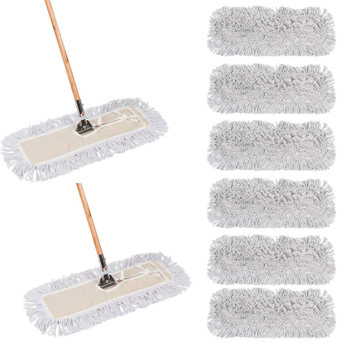 Tidy Tools Tidy Tools 24 Inch Dust Mop with Wood Handle and 24 Inch Dust Mop Refill Bundle - 2 Mop Sets and 6 Refills
