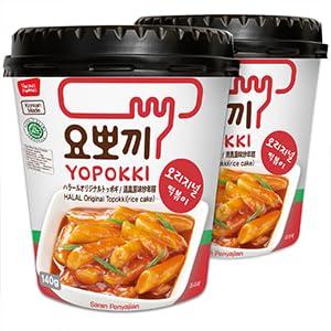Yopokki Yopokki Instant Halal Tteokbokki Cup (Sweet Mild Spicy, Cup of 2) Korean Street food with sweet and moderately spicy sauce Topokki Rice Cake - Quick & Easy to Prepare