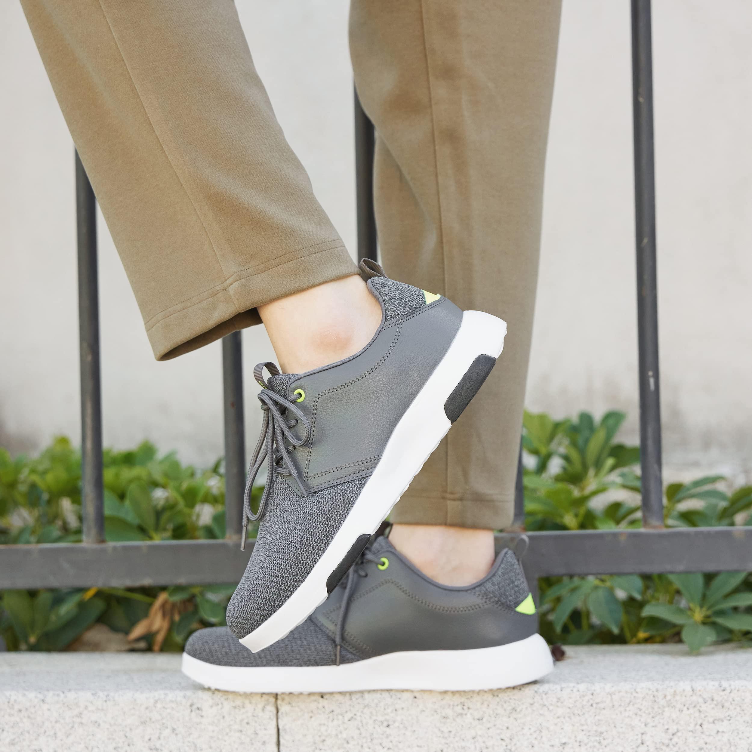 OrthoComfoot Men\'s Orthopedic Walking Shoes with Arch Support: Plantar Fasciitis Fashion Sneakers for Flat Feet, Lightweight Shoes with Breathable Insoles Dark Grey Size 13.5