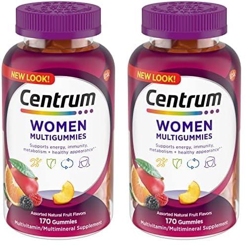 Centrum Centrum MultiGummies Gummy Multivitamin for Women, Multivitamin/Multimineral Supplement with Vitamin D3, B Vitamins and Antioxidants, Assorted Fruit Flavor - 170 Count (Pack of 2)
