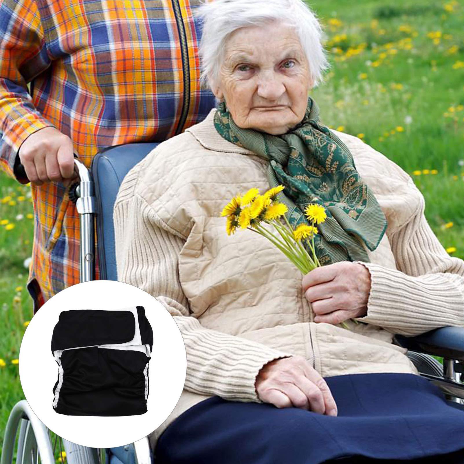 Healifty Mens Underware Adult Incontinence Underwear Washable Adult Cloth Diaper Maximum Absorbency Adjustable Waistband Adult Diapers for The Old Women Men Patients Black Mens Briefs