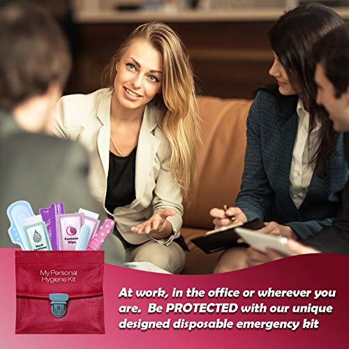pH Advantage Menstrual Kit All-in-One | Convenience on The Go | Single Period Kit Pack for Travelling, Tweens & Teenagers or Emergency situations | Individually Wrapped Feminine Hygiene Products (Red Purse)