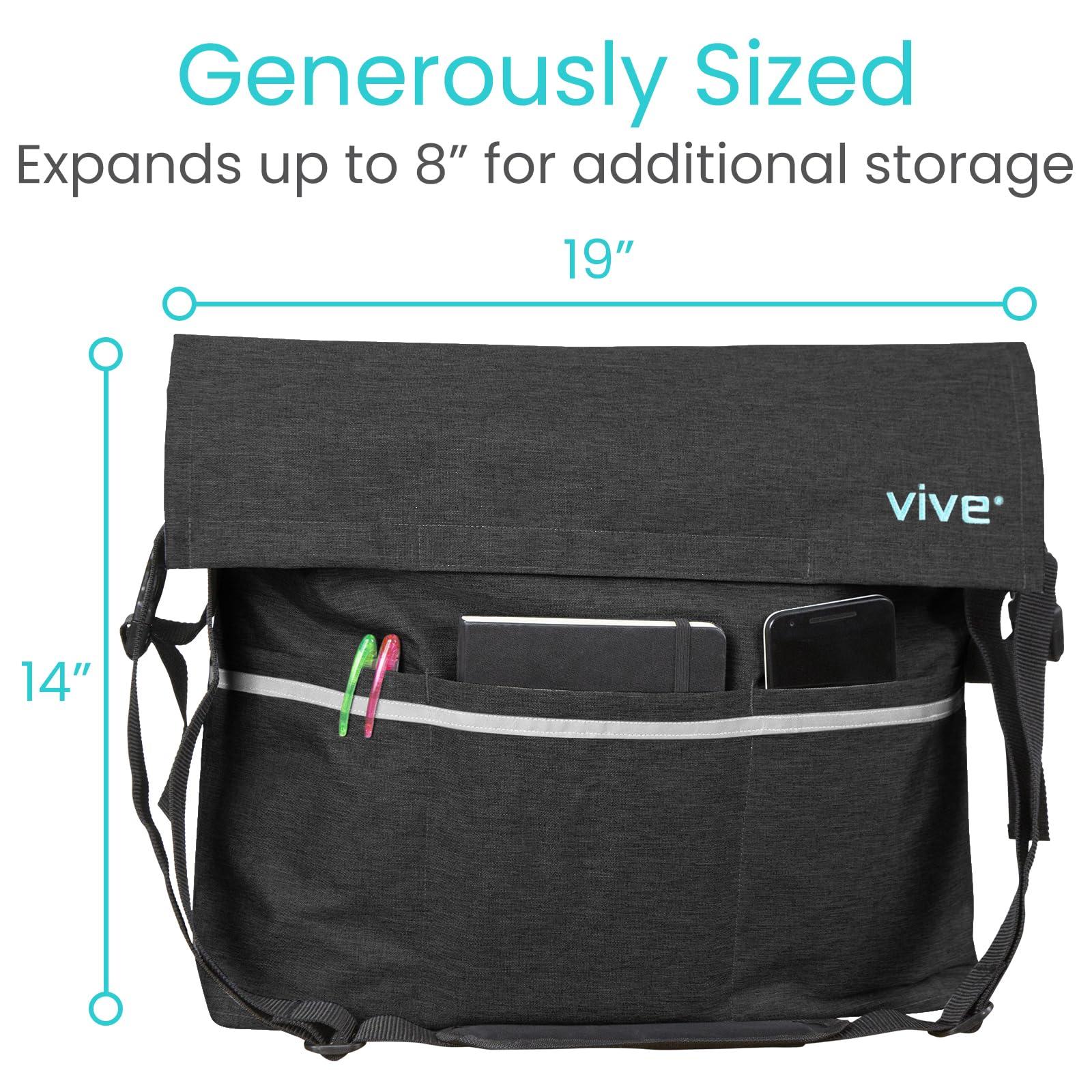Vive Vive XL Wheelchair Bag - Waterproof, Scratch-Resistant, Double-Stitched, Machine Washable Accessory for Adults, Seniors, 15 Colors - Storage Walker Backpack to Hang on Back of Wheel Chair