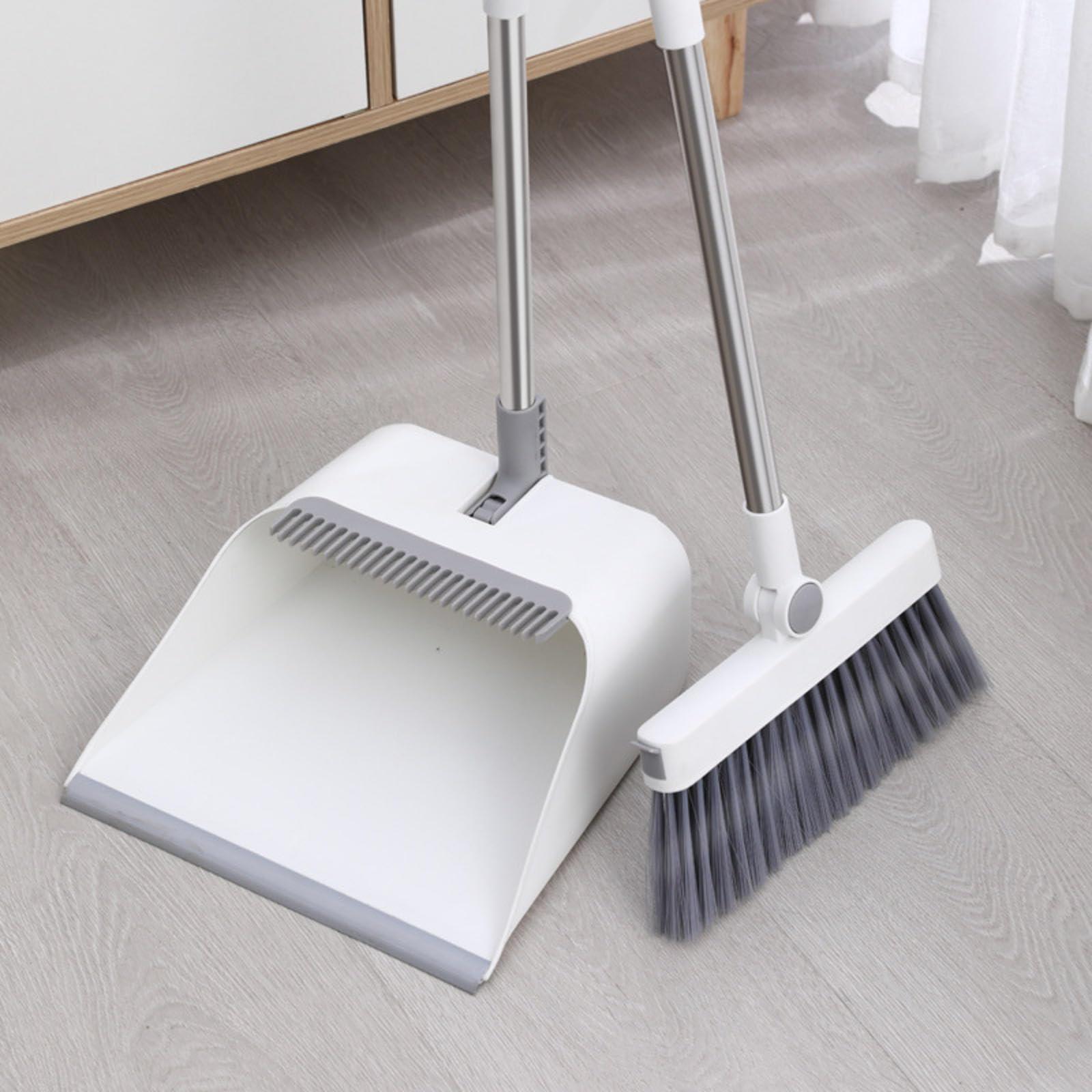 NIBHZ NIBHZ Plastic Dustpan and Broom for Hard Floor, 180 Degree Rotatable Broom Set for Sweeping Outdoor, Garden, Lobby, Indoor