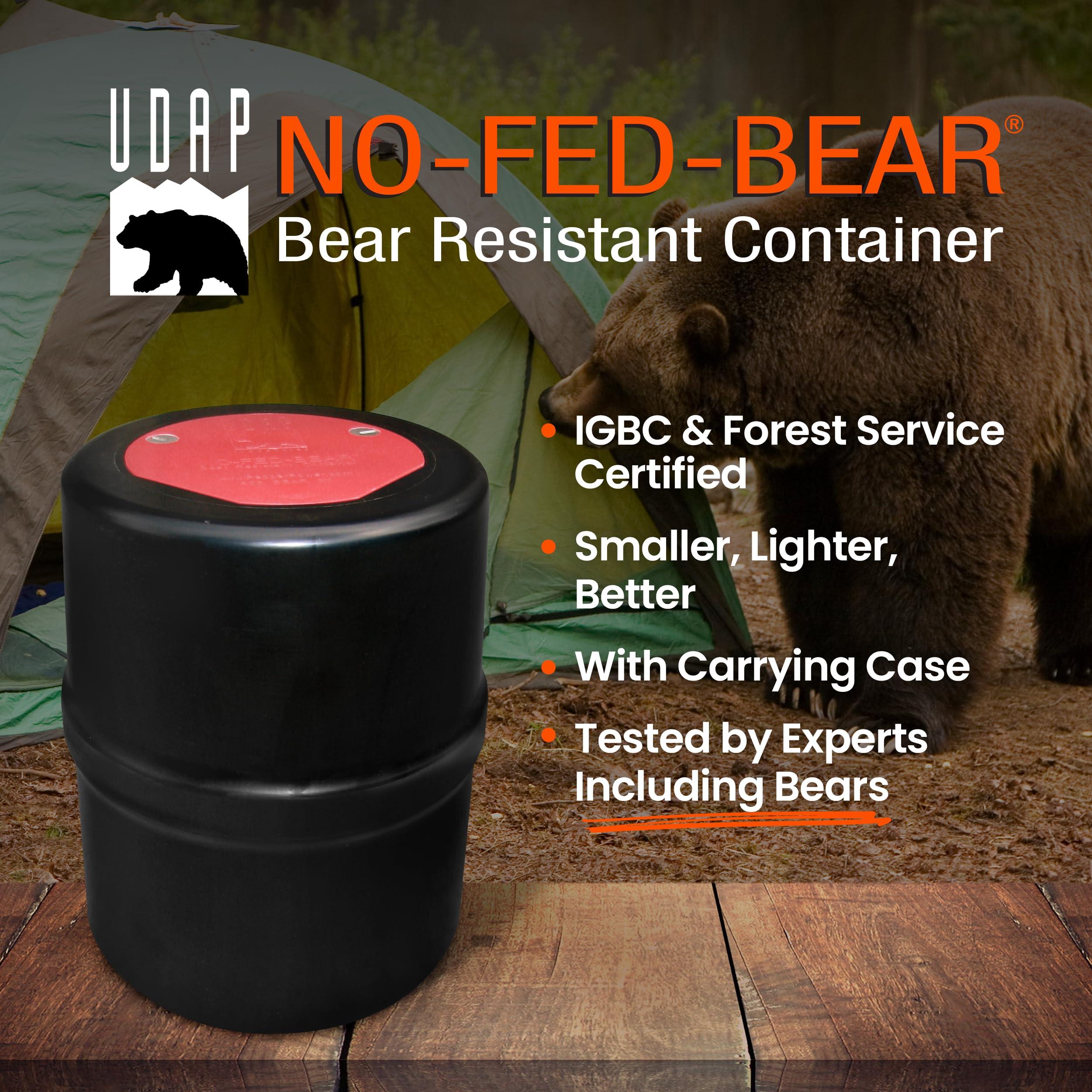 Udap UDAP NO-FED-BEAR Bear Resistant Canister, Hiking Camping Backpacking Hunting Food Storage Container with Carrying Case, 2 Gallons, BRCWC