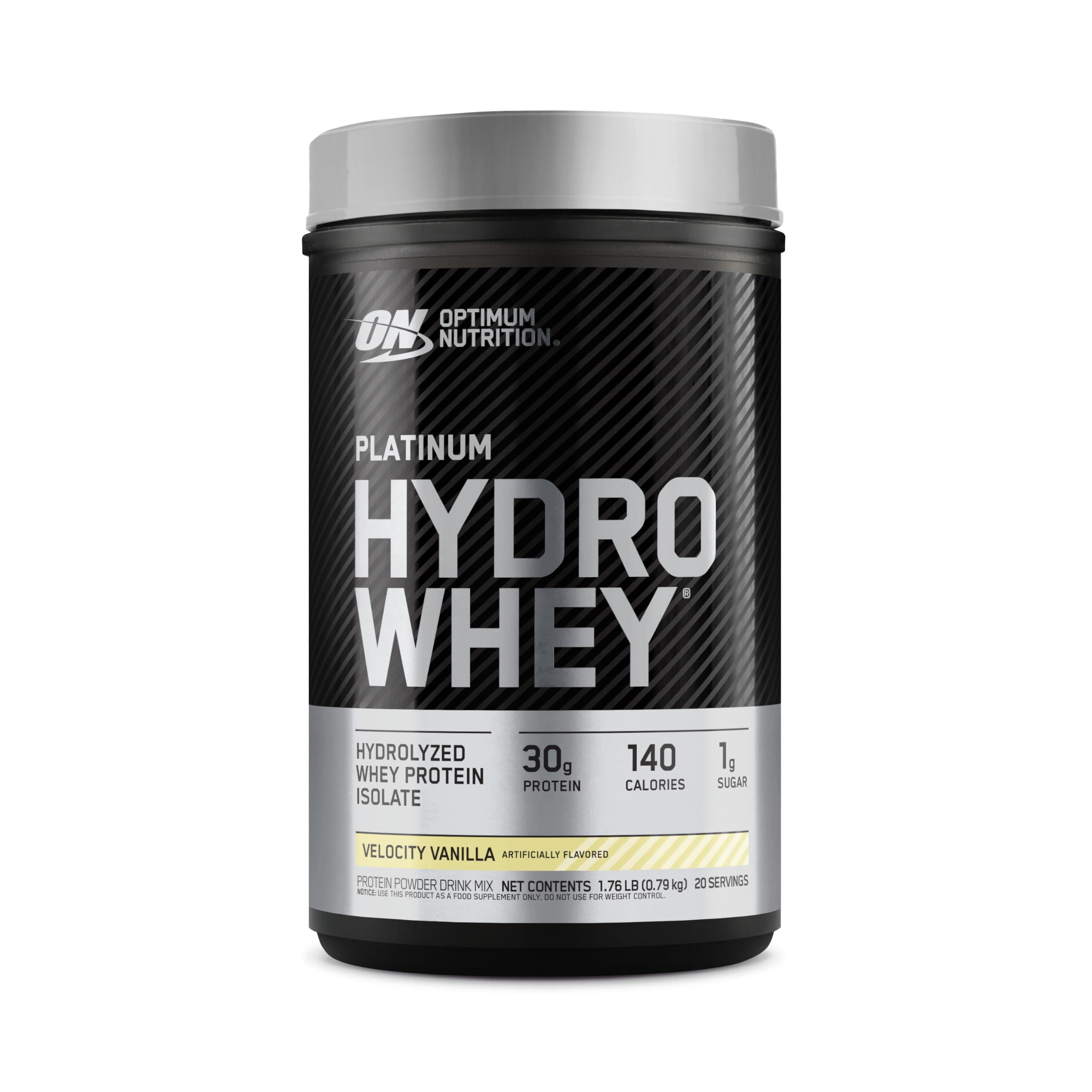 Optimum Nutrition Optimum Nutrition Platinum Hydrowhey Protein Powder, 100% Hydrolyzed Whey Protein Isolate Powder, Flavor: Velocity Vanilla, 20 Servings, 1.76 Pounds (Packaging May Vary)
