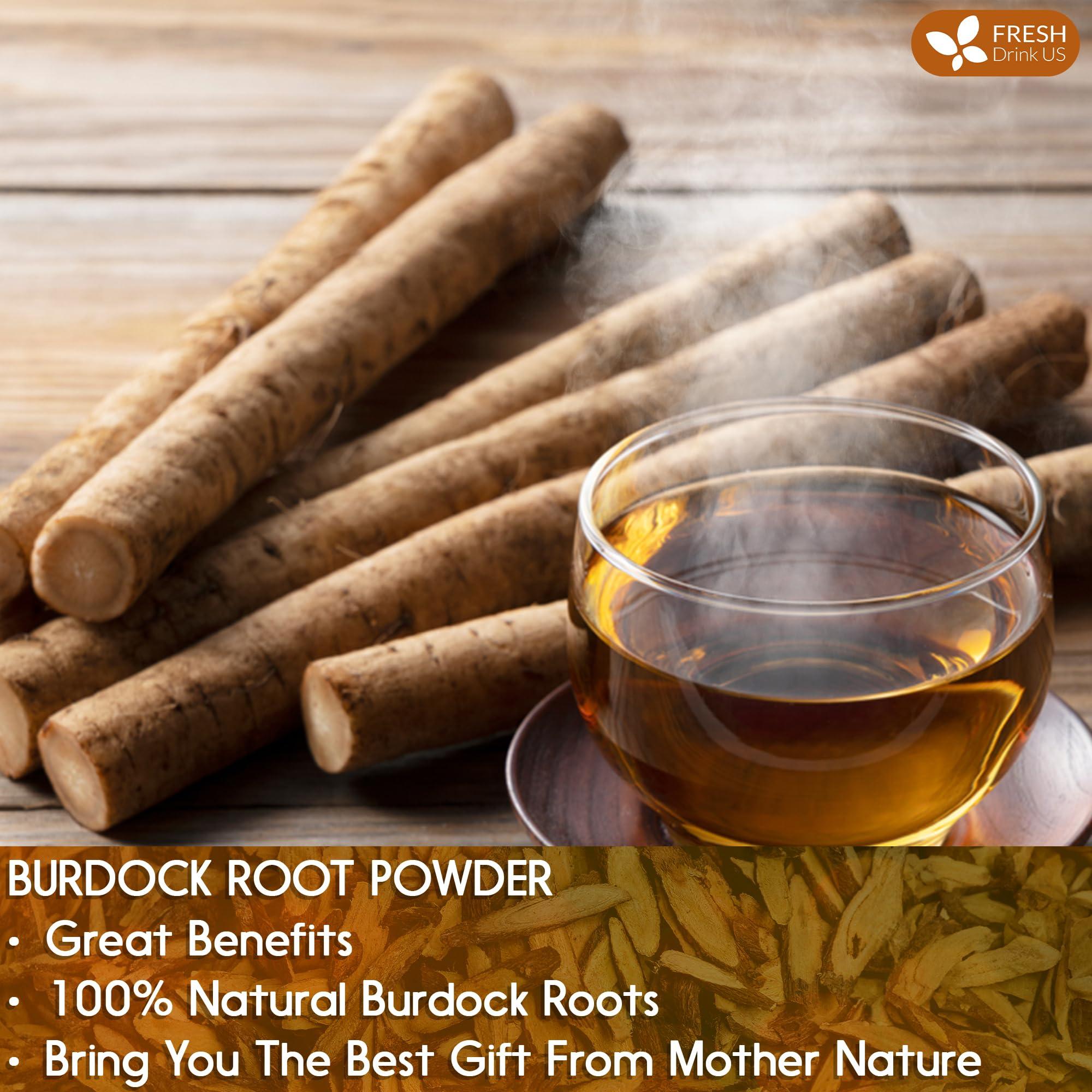 FRESHDRINKUS FRESHDRINKUS, Premium 10oz Burdock Root Powder, 100% Natural & Pure from Burdock Root, Burdock Root Herbal Tea, No Additives, No Caffeine, Vegan